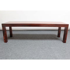 Mid-Century Mixed-Wood Parsons Coffee Table / Bench Attributed to Milo Baughman