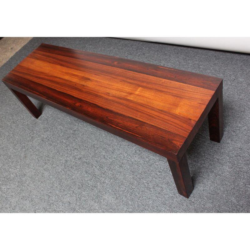 Veneer Mid-Century Mixed-Wood Parsons Coffee Table / Bench Attributed to Milo Baughman