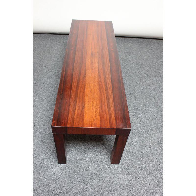 Rosewood Mid-Century Mixed-Wood Parsons Coffee Table / Bench Attributed to Milo Baughman