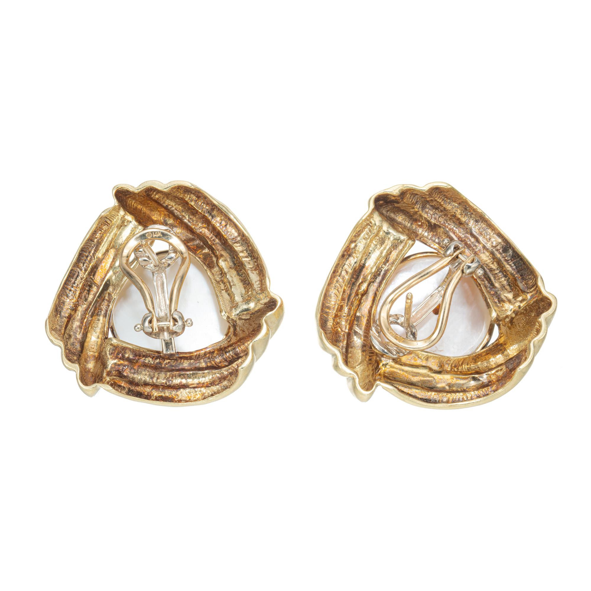 pearl earrings with gold surround