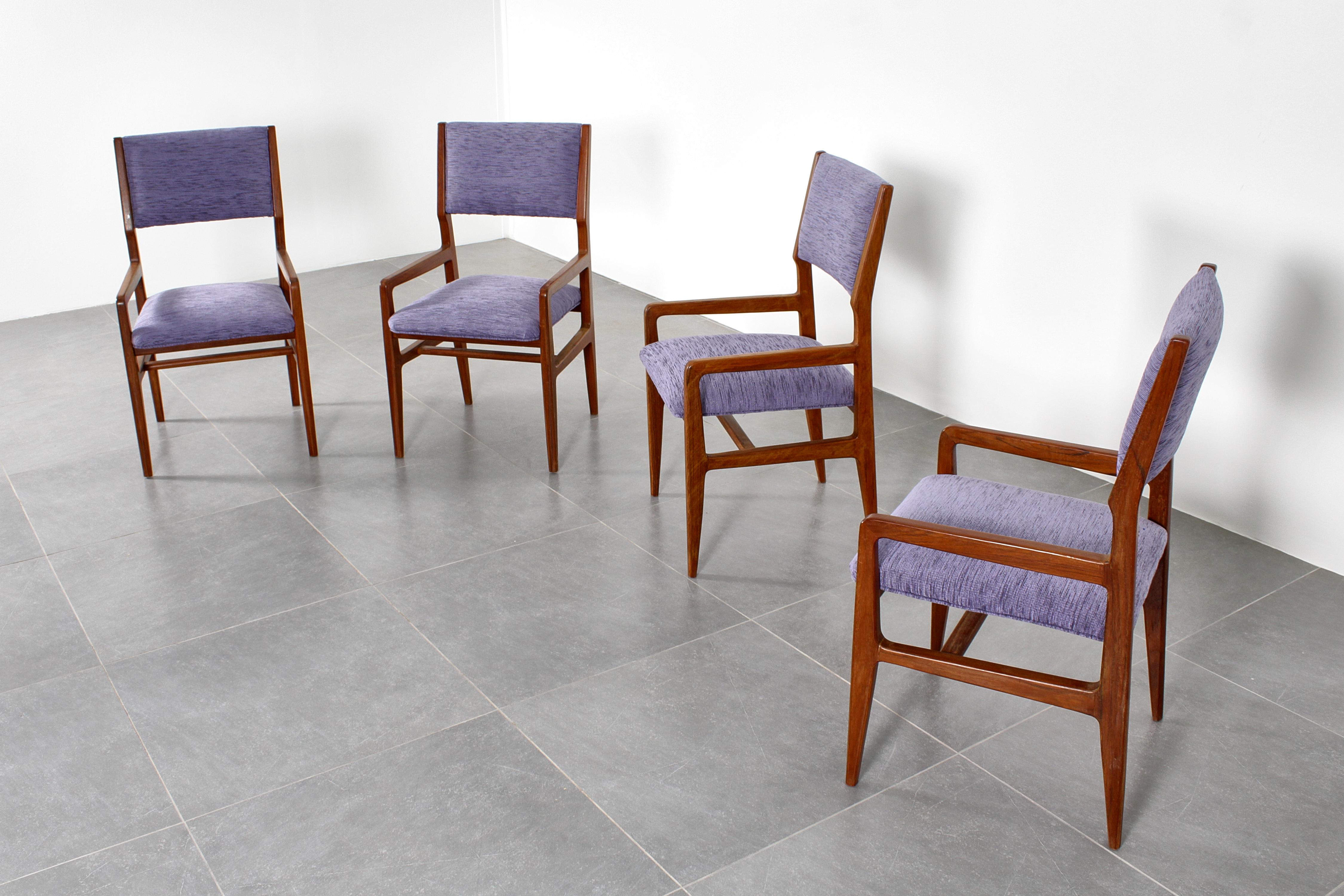 Sedia di metà secolo mod. 111 di Giò Ponti per Cassina set di 4 sedie in legno 1950 Italia in vendita 3
