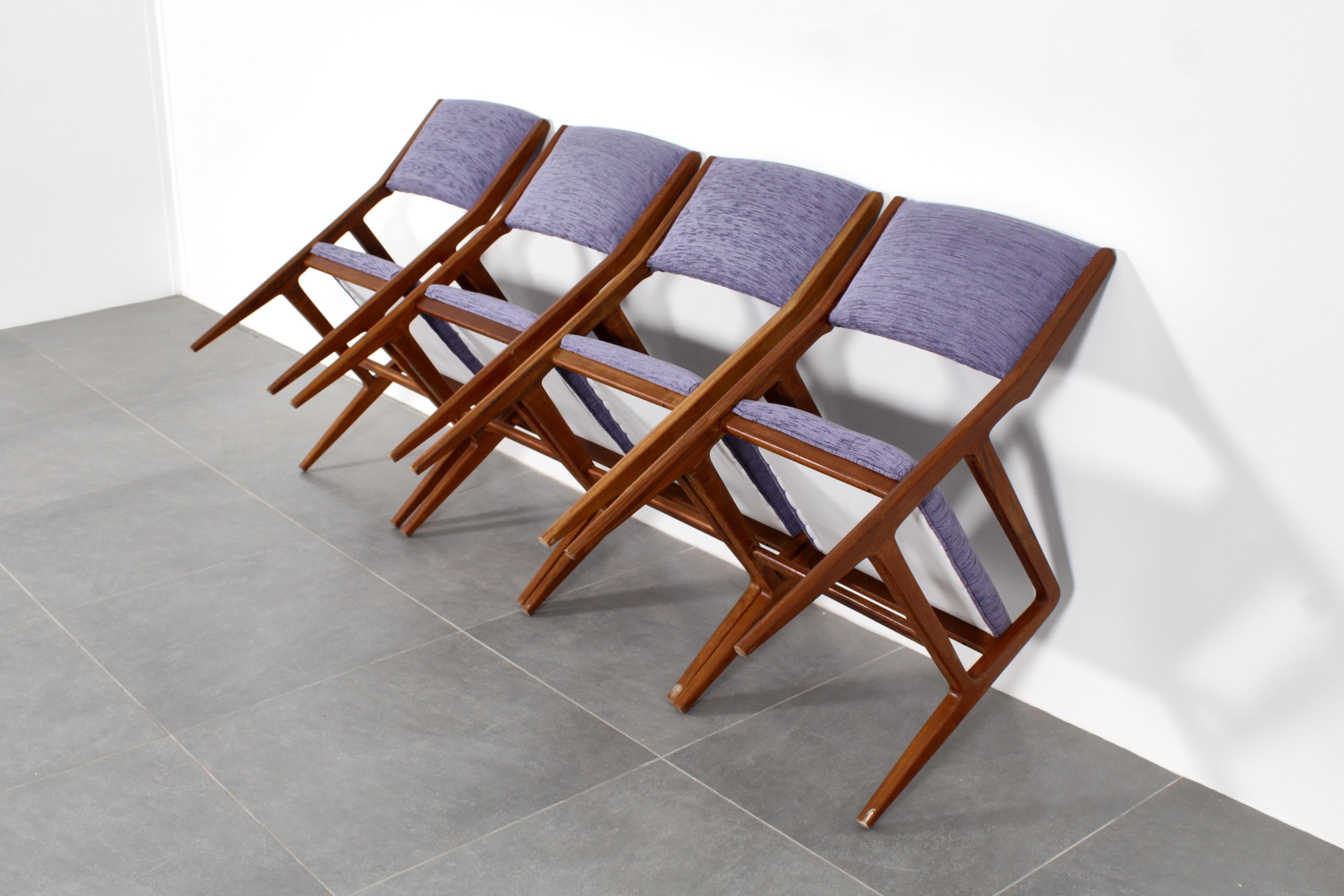 Tessuto Sedia di metà secolo mod. 111 di Giò Ponti per Cassina set di 4 sedie in legno 1950 Italia in vendita