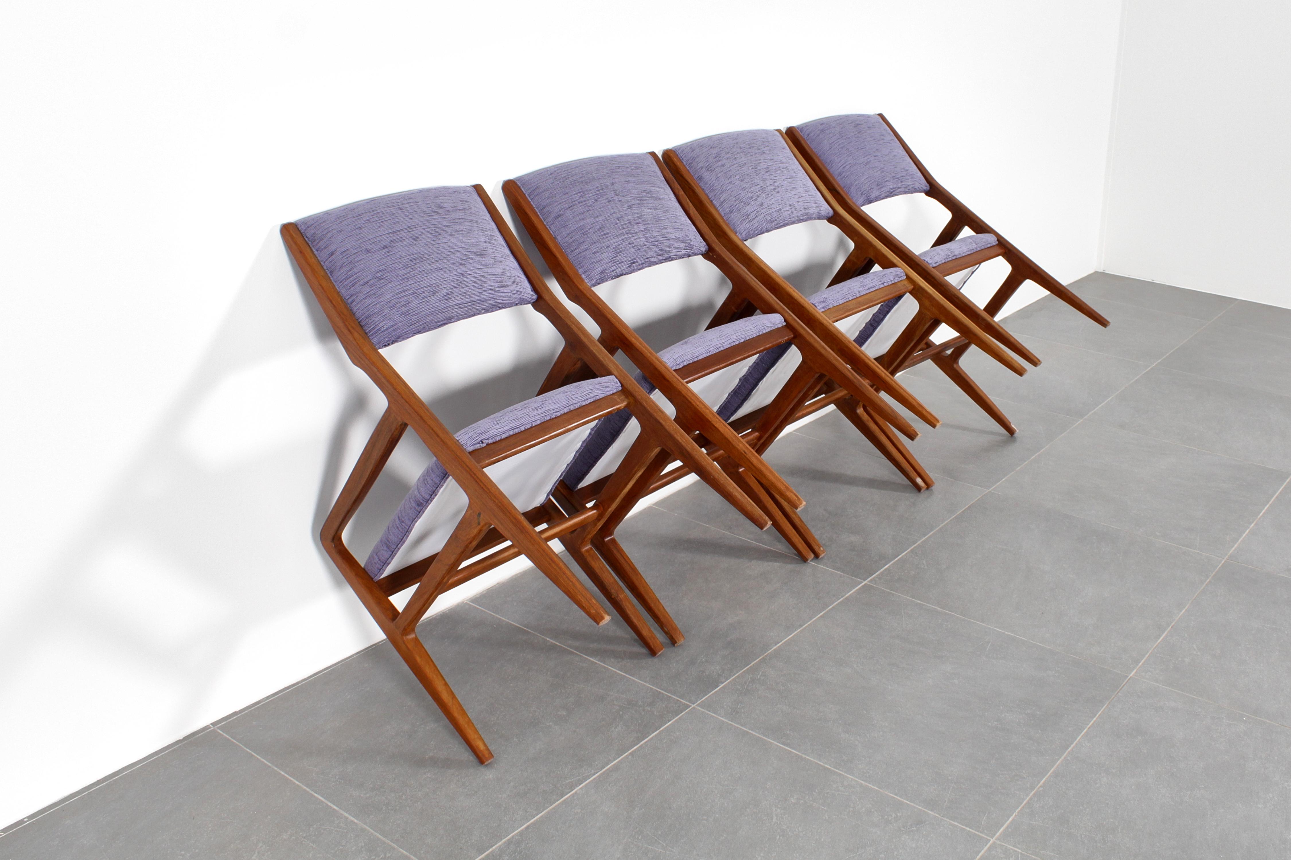 Sedia di metà secolo mod. 111 di Giò Ponti per Cassina set di 4 sedie in legno 1950 Italia in vendita 1