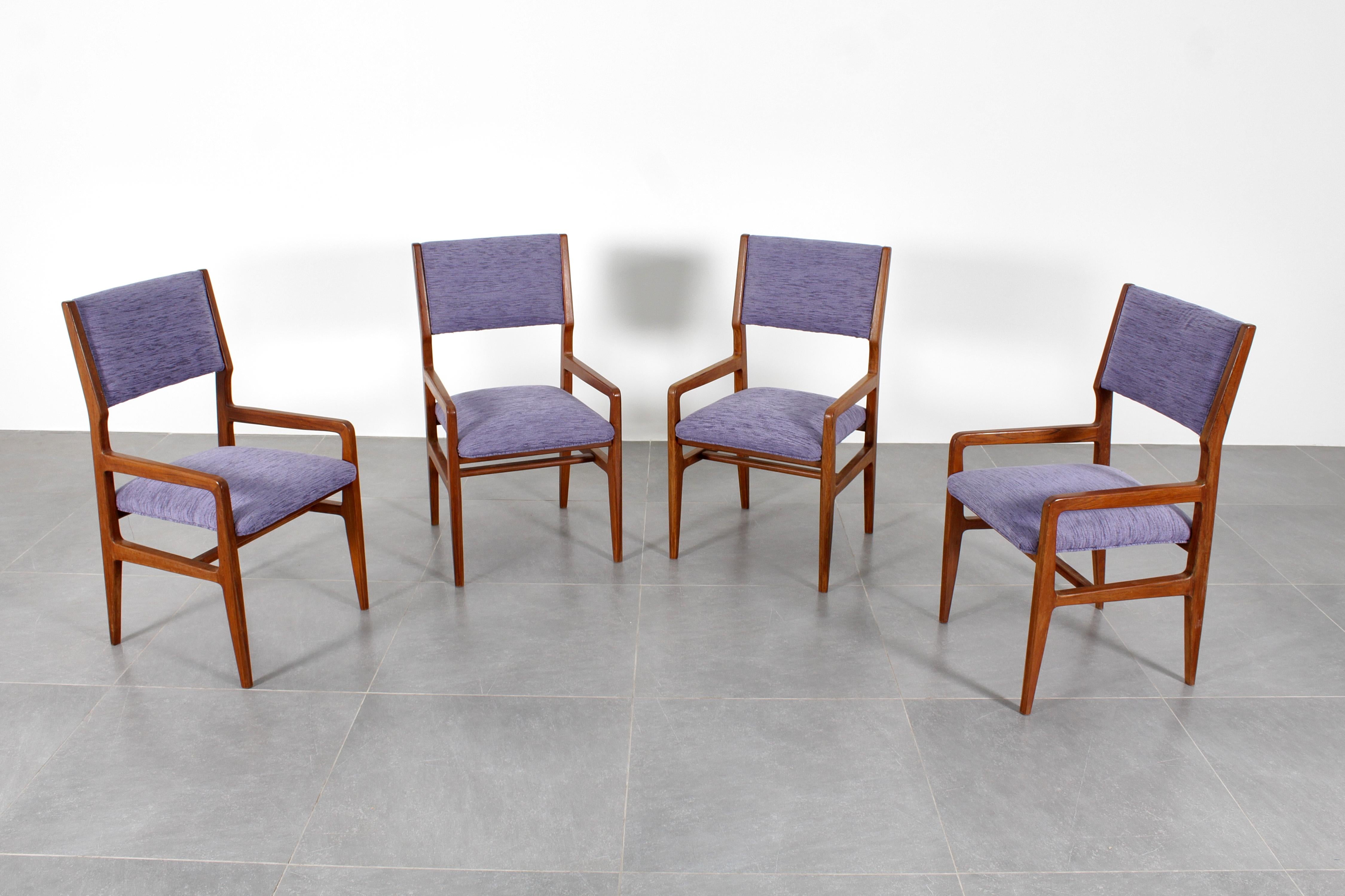Sedia di metà secolo mod. 111 di Giò Ponti per Cassina set di 4 sedie in legno 1950 Italia in vendita 2
