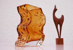 Jarrón de cristal moderno de mediados de siglo realizado por Henrik Koivula para Humppila, Finlandia