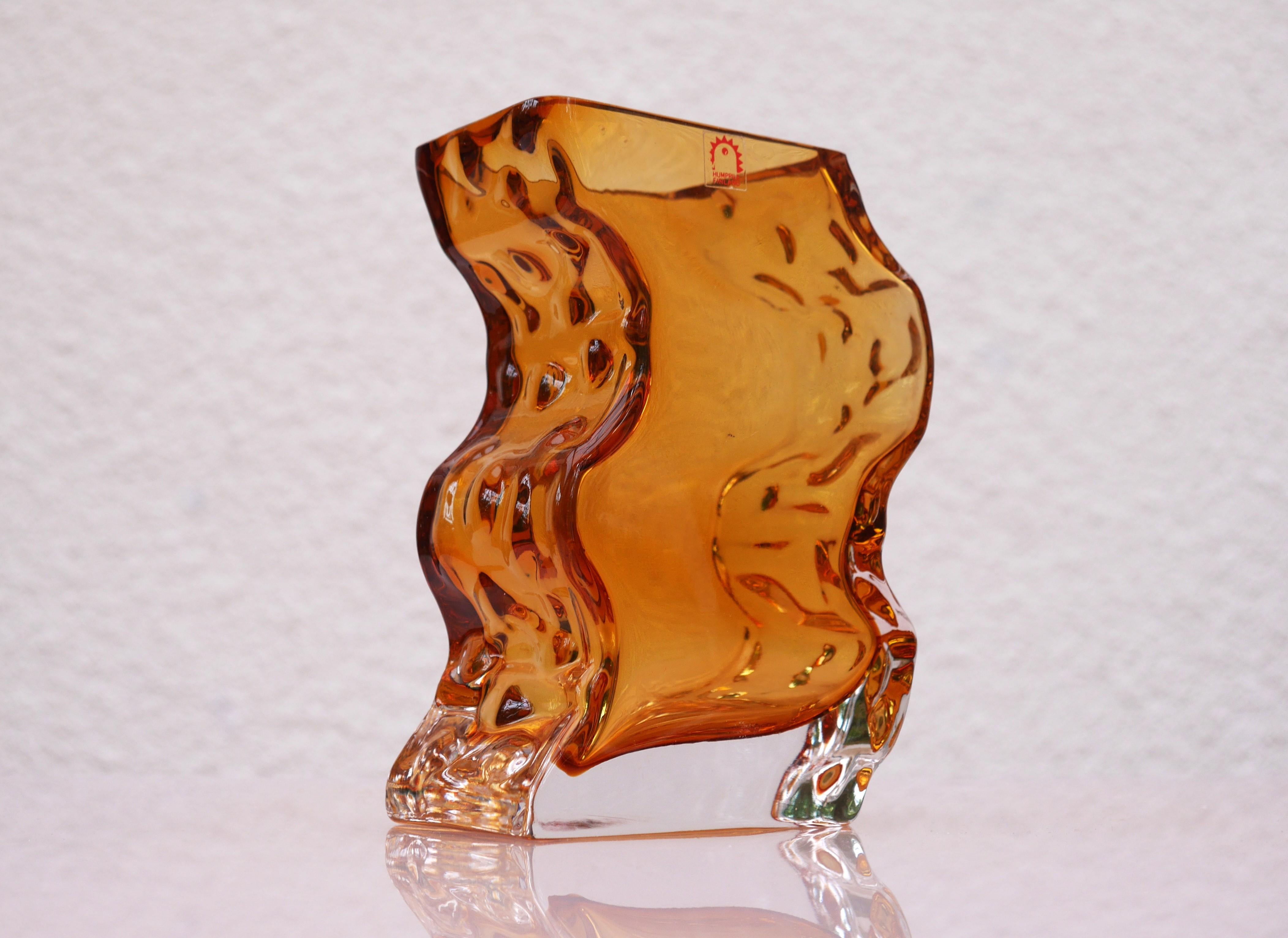 Hand-Crafted Mid-century modern glass vase made by Henrik Koivula for Humppila, Finland