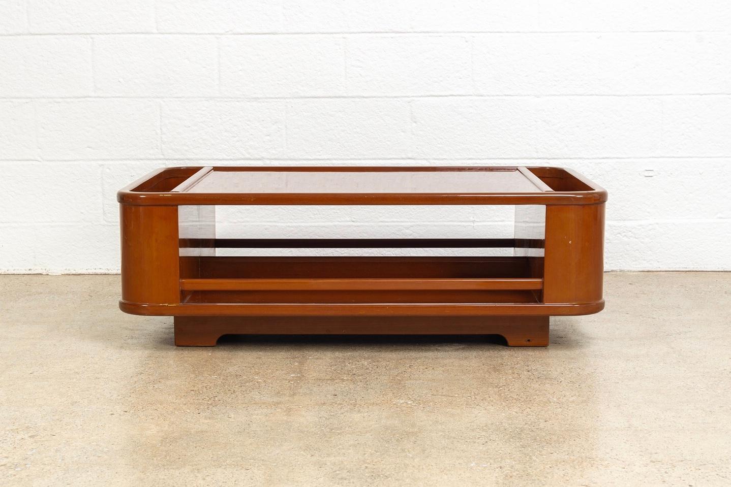Late 20th Century Mid-Century Modern Italian Lacquered Wood Rectangular Coffee Table, 1970s For Sale