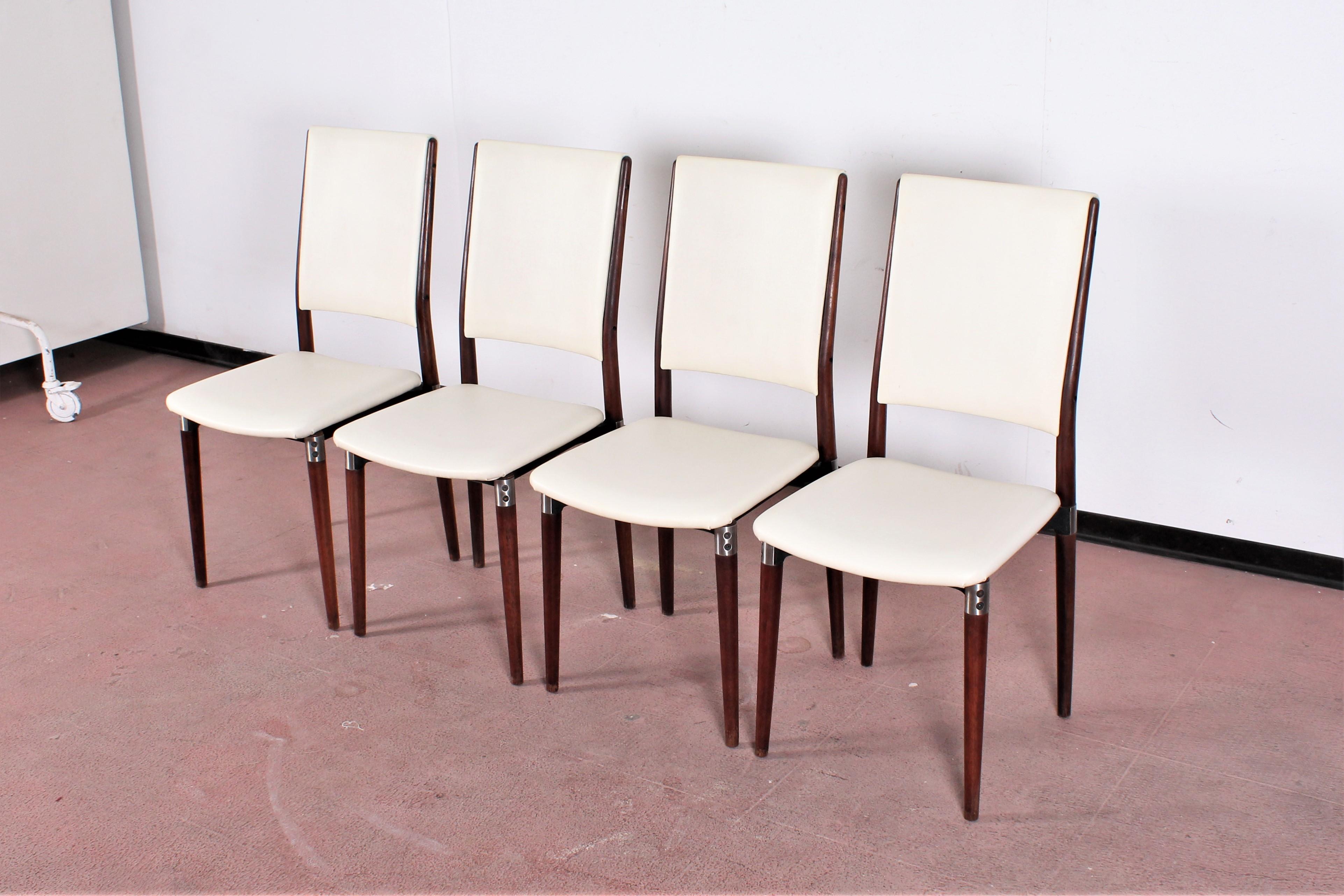 Mid-Century Modern Midcentury Mod S81 by E. Gerli for Tecno Wood Metal and Skai Leather Italy 60s