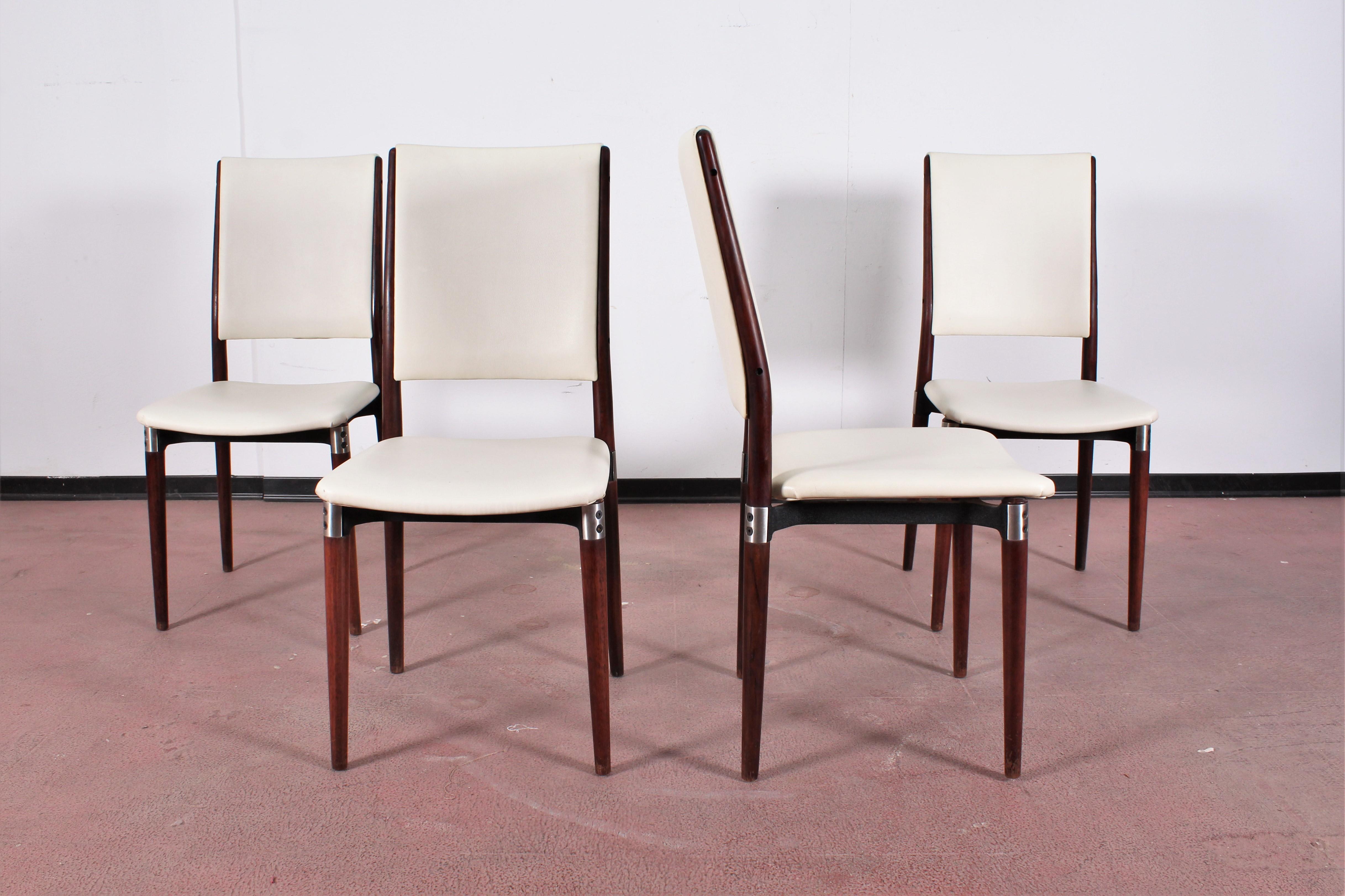 Midcentury Mod S81 by E. Gerli for Tecno Wood Metal and Skai Leather Italy 60s In Good Condition In Palermo, IT