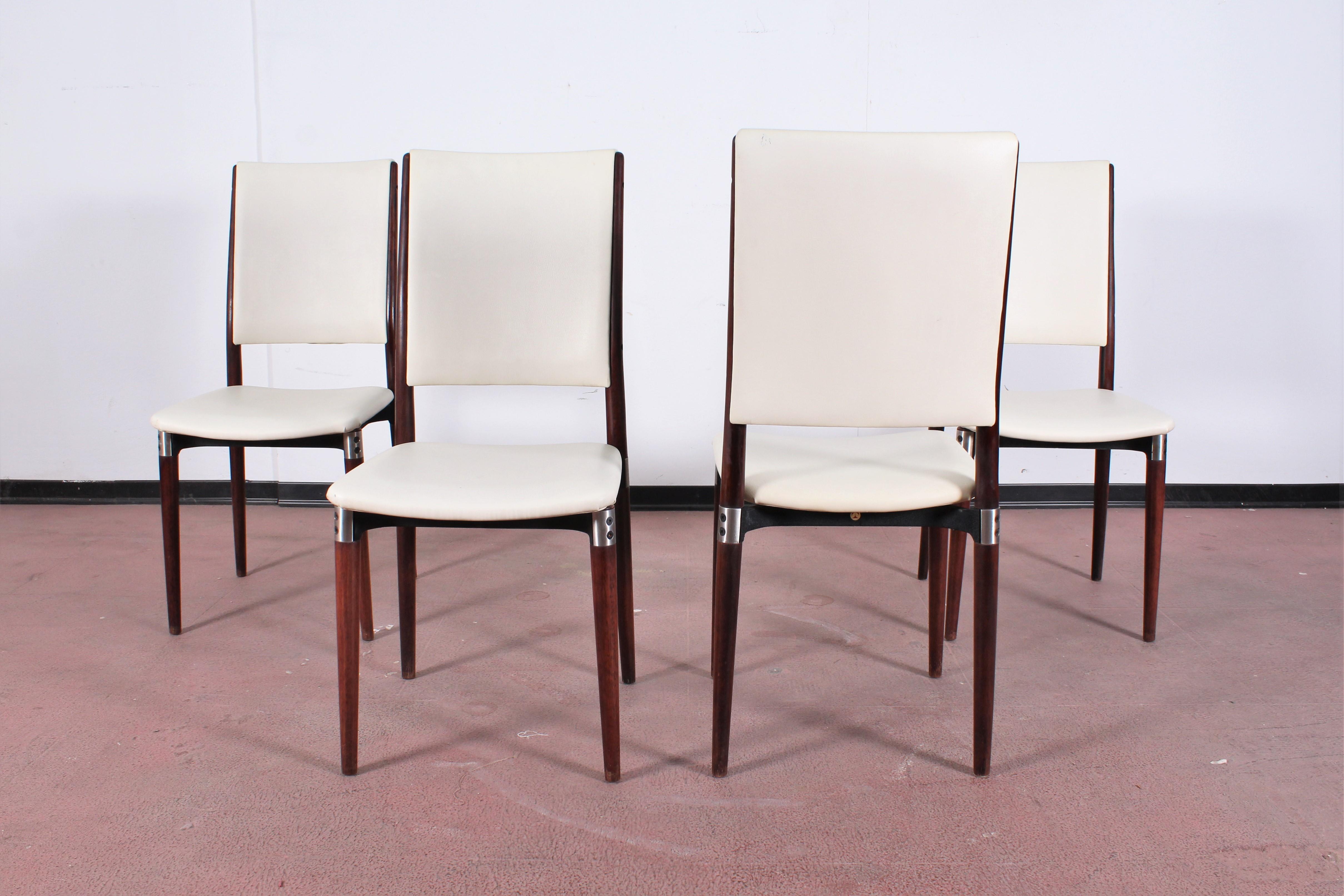 Midcentury Mod S81 by E. Gerli for Tecno Wood Metal and Skai Leather Italy 60s 1