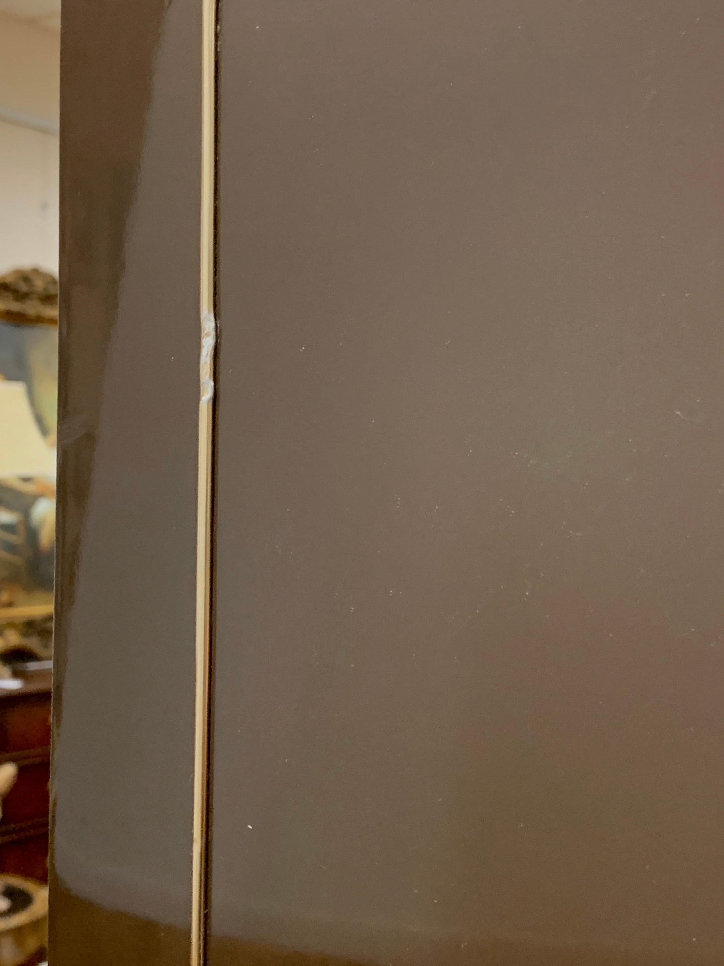 Mid-Century Mod Signed Mastercraft Brass & Lacquered Mirrored Liquor Cabinet Bar 2