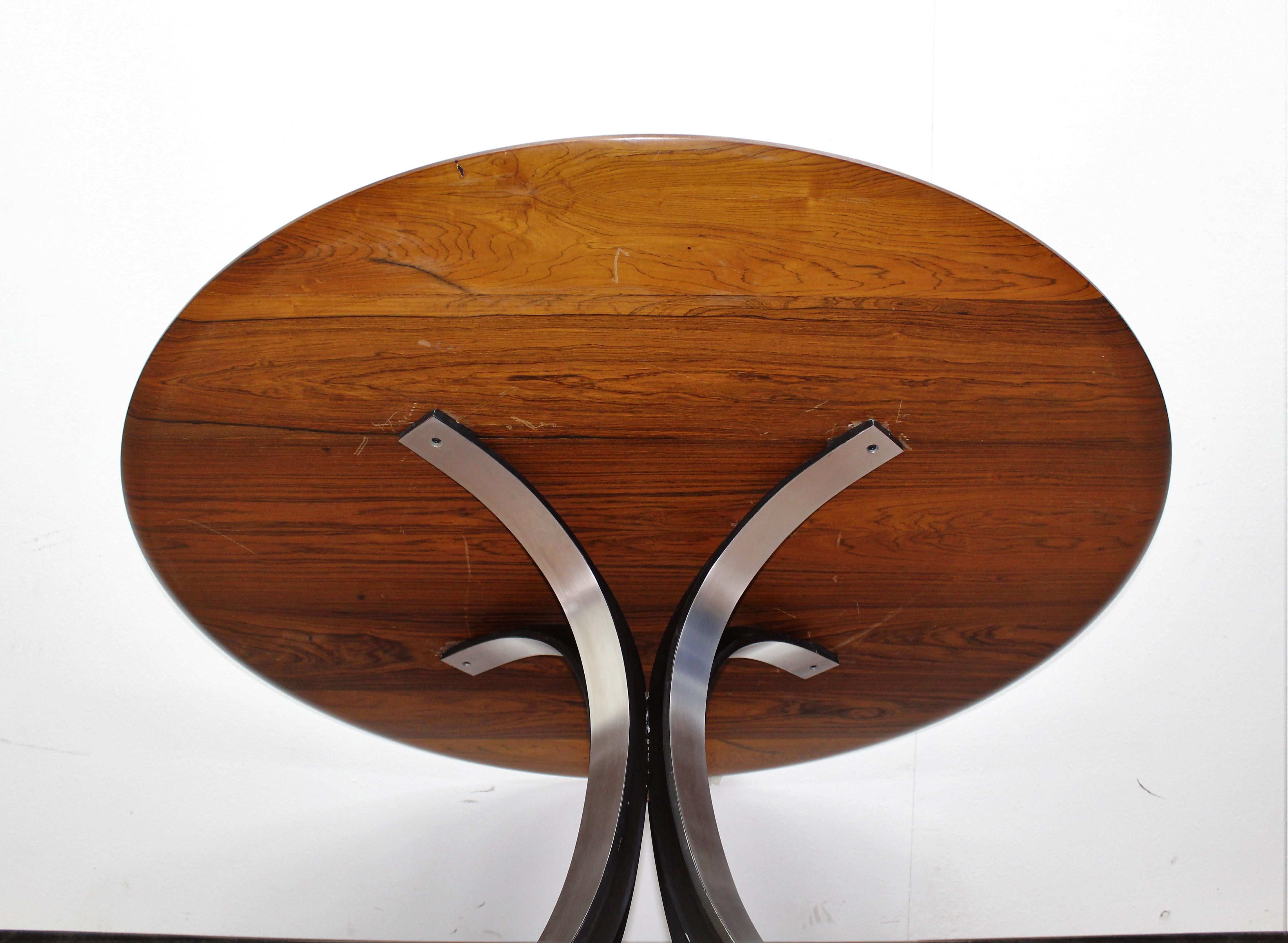 Midcentury Mod T69, Borsani for Tecno Wood and Metal Circular Table, Italy 1960s 8