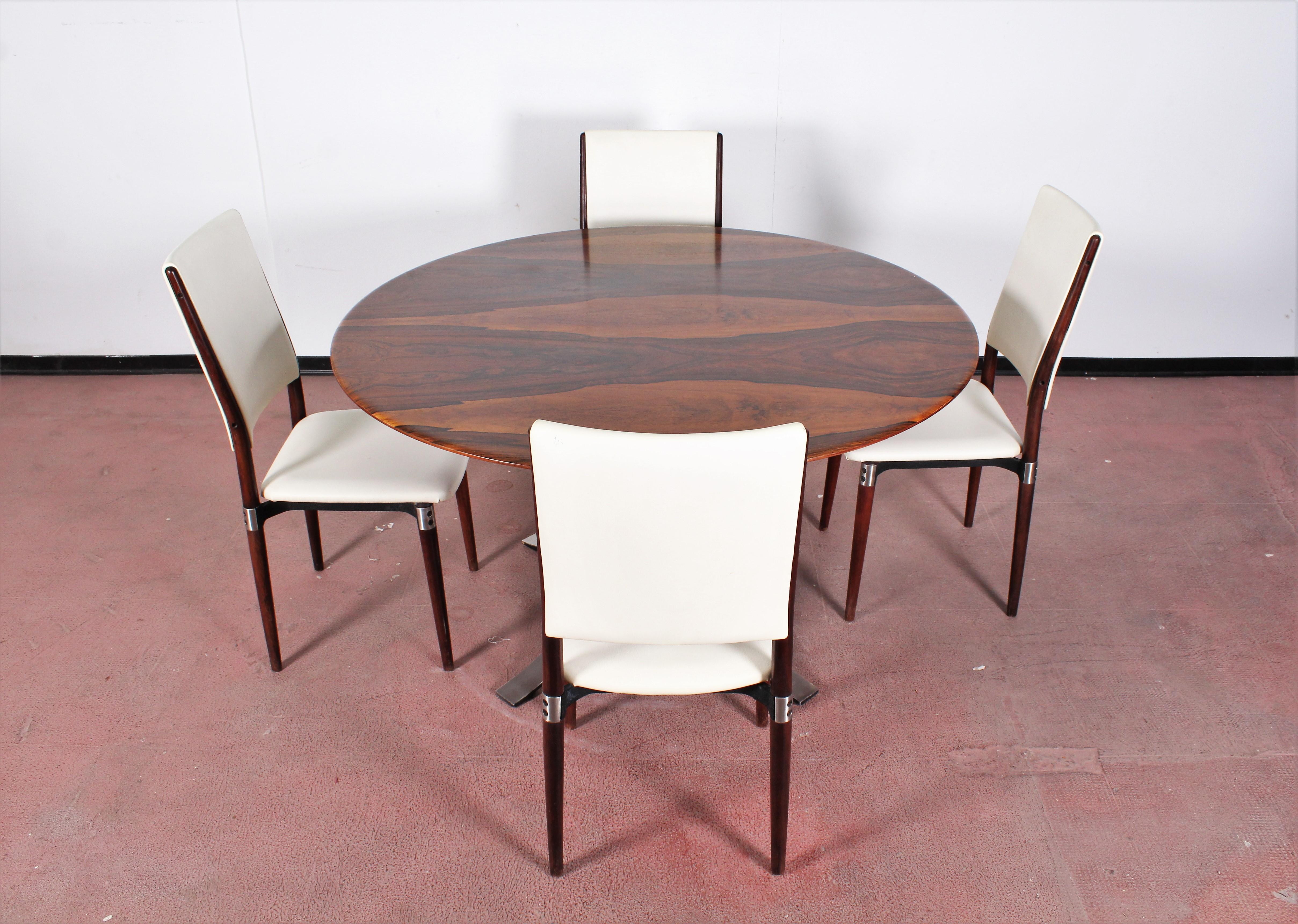 Midcentury Mod T69, Borsani for Tecno Wood and Metal Circular Table, Italy 1960s 11