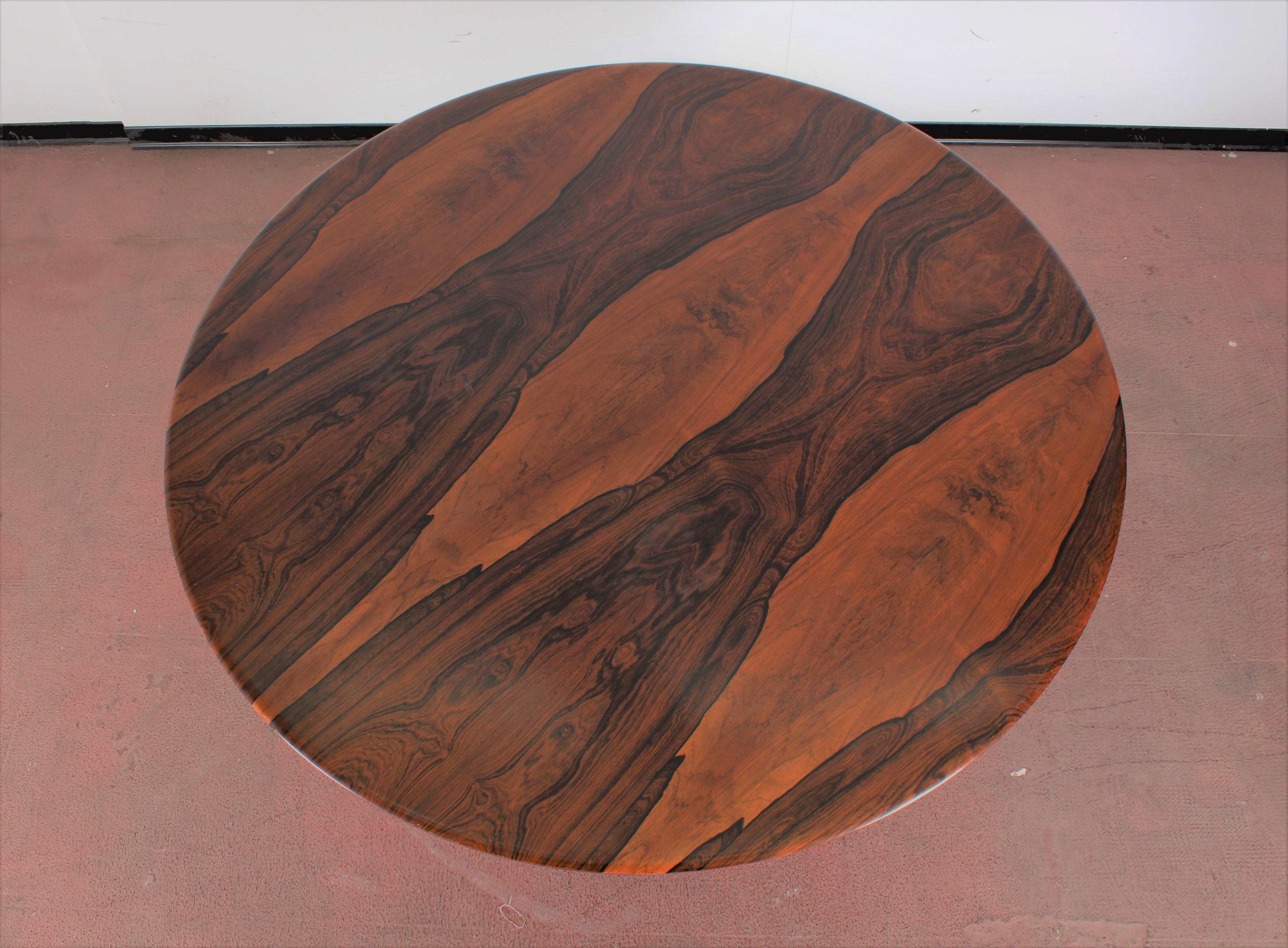 Midcentury Mod T69, Borsani for Tecno Wood and Metal Circular Table, Italy 1960s In Good Condition In Palermo, IT