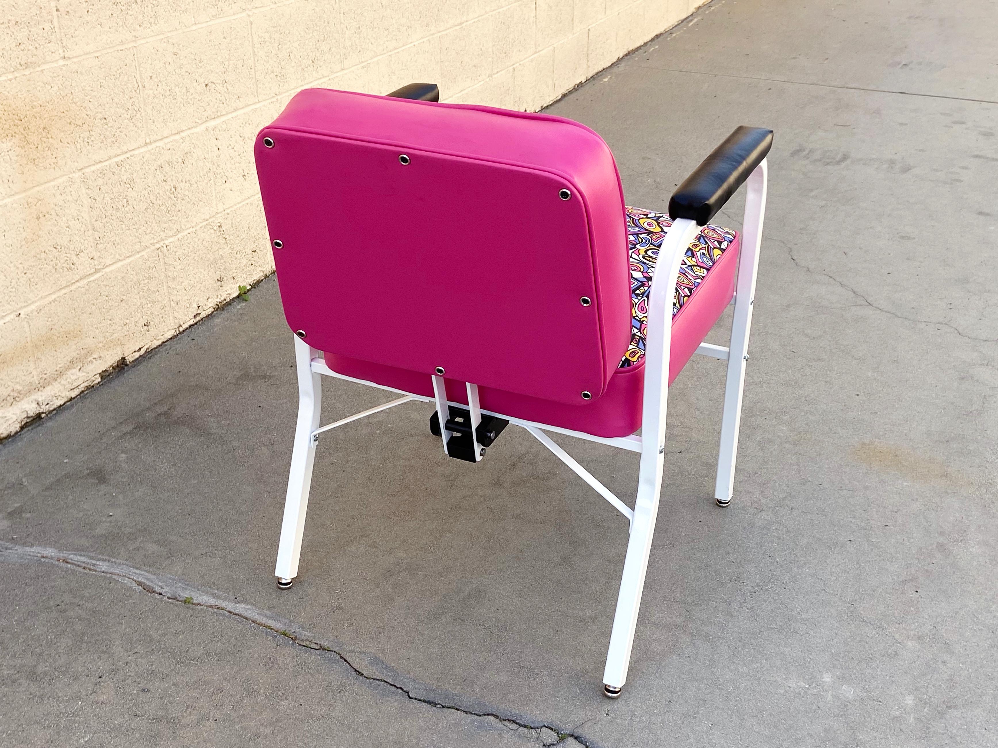 Midcentury ModeCraft Salon Chair, Refinished in Pink and White For Sale