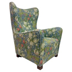Mid Century Model 1672 Danish Armchair by Fritz Hansen in William Morris Fabric