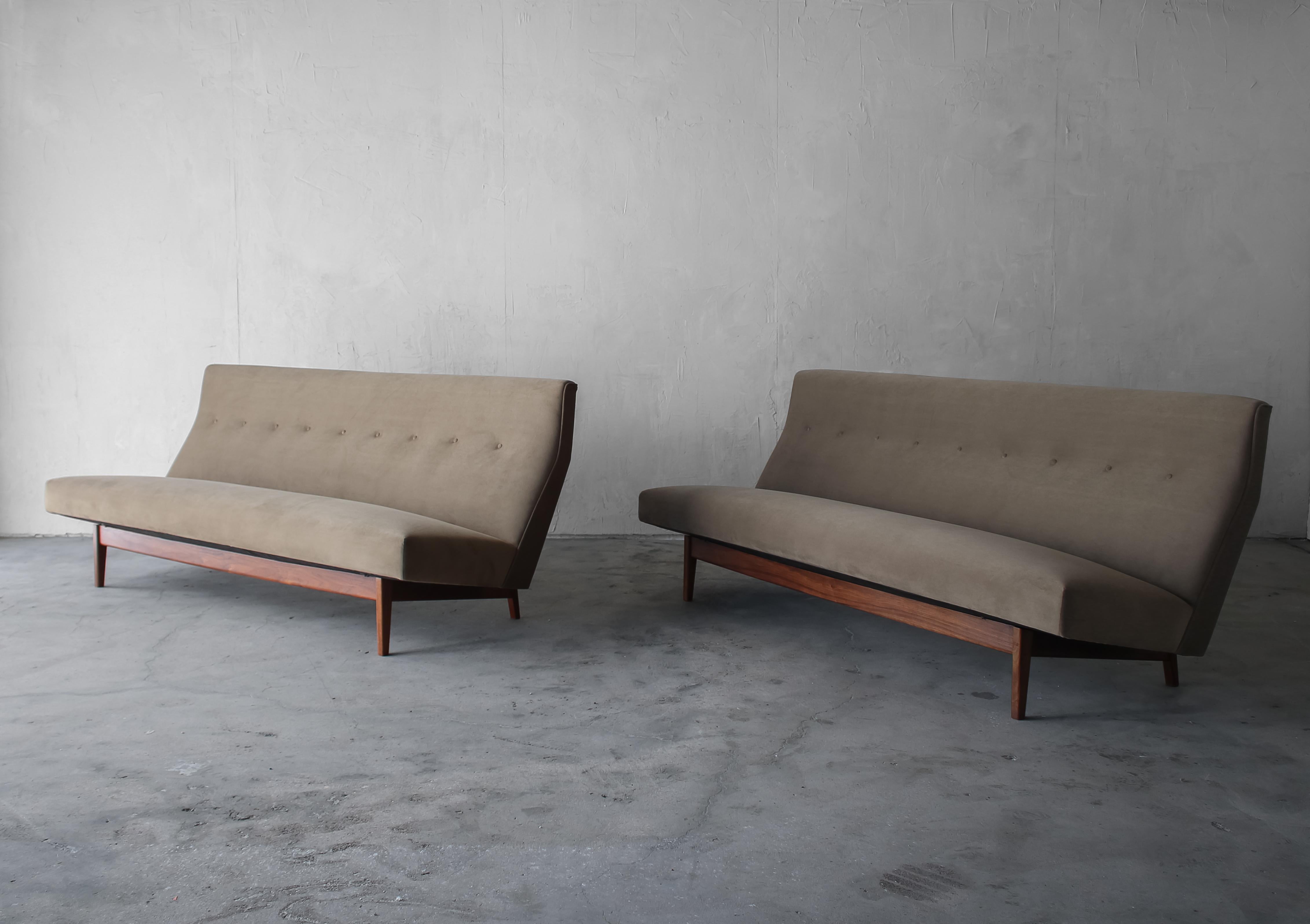 Walnut Model 250 Armless Sofa by Jens Risom - 2 Available For Sale