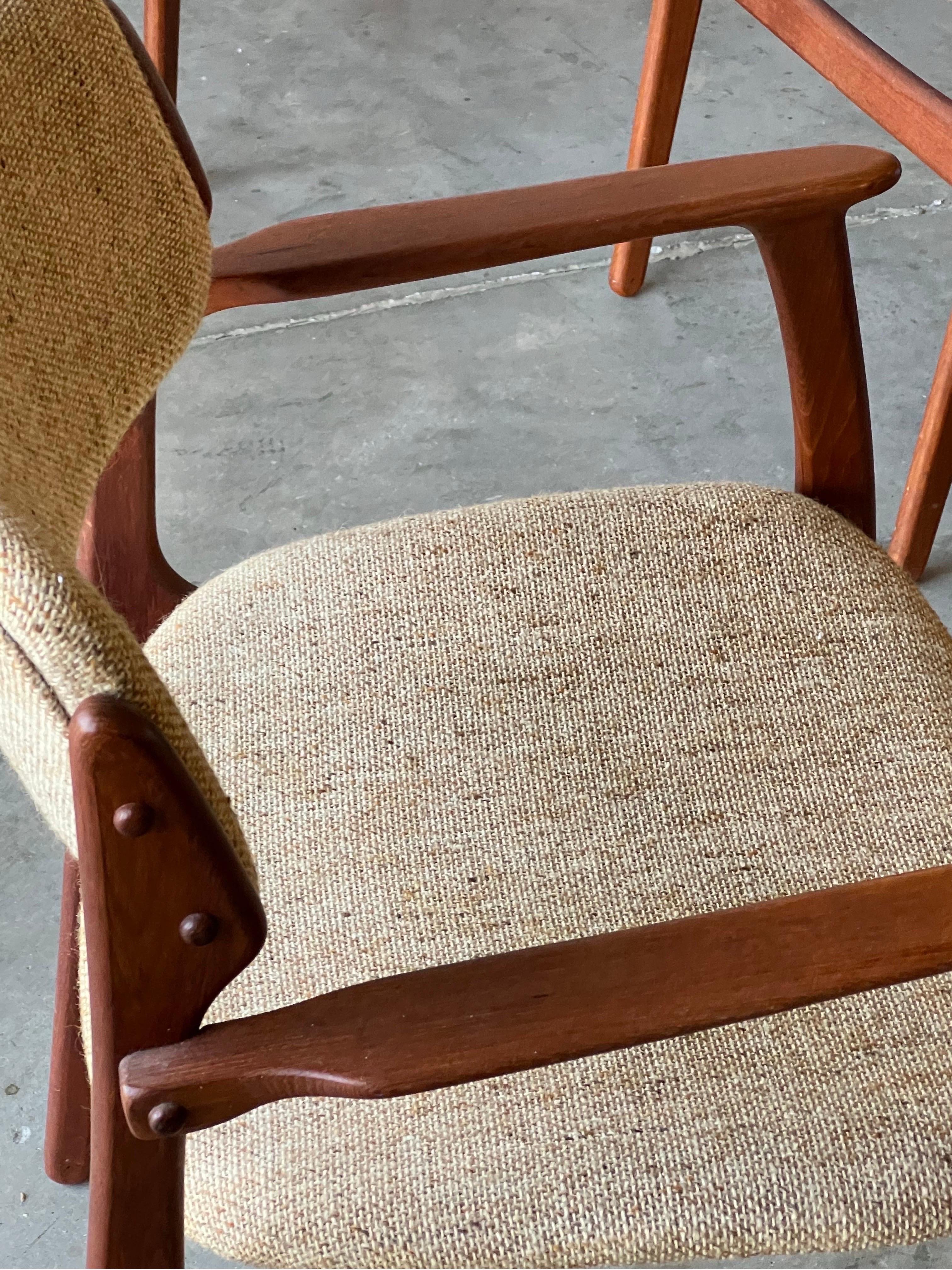Fabric Mid-Century Model 49 Dining Chairs by Erik Buch