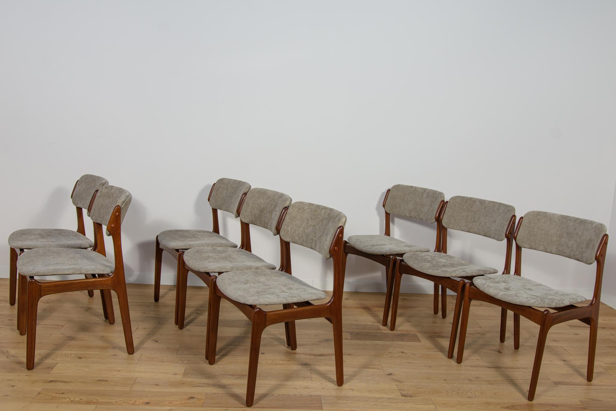 Mid-Century Modell 49 Esszimmerstühle aus Teakholz von Erik Buch für Odense Machine, Mitte des Jahrhunderts (Mitte des 20. Jahrhunderts) im Angebot