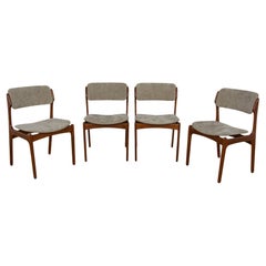 Mid-Century Model 49 Dining Chairs in Teak by Erik Buch for Odense Machine Gunni