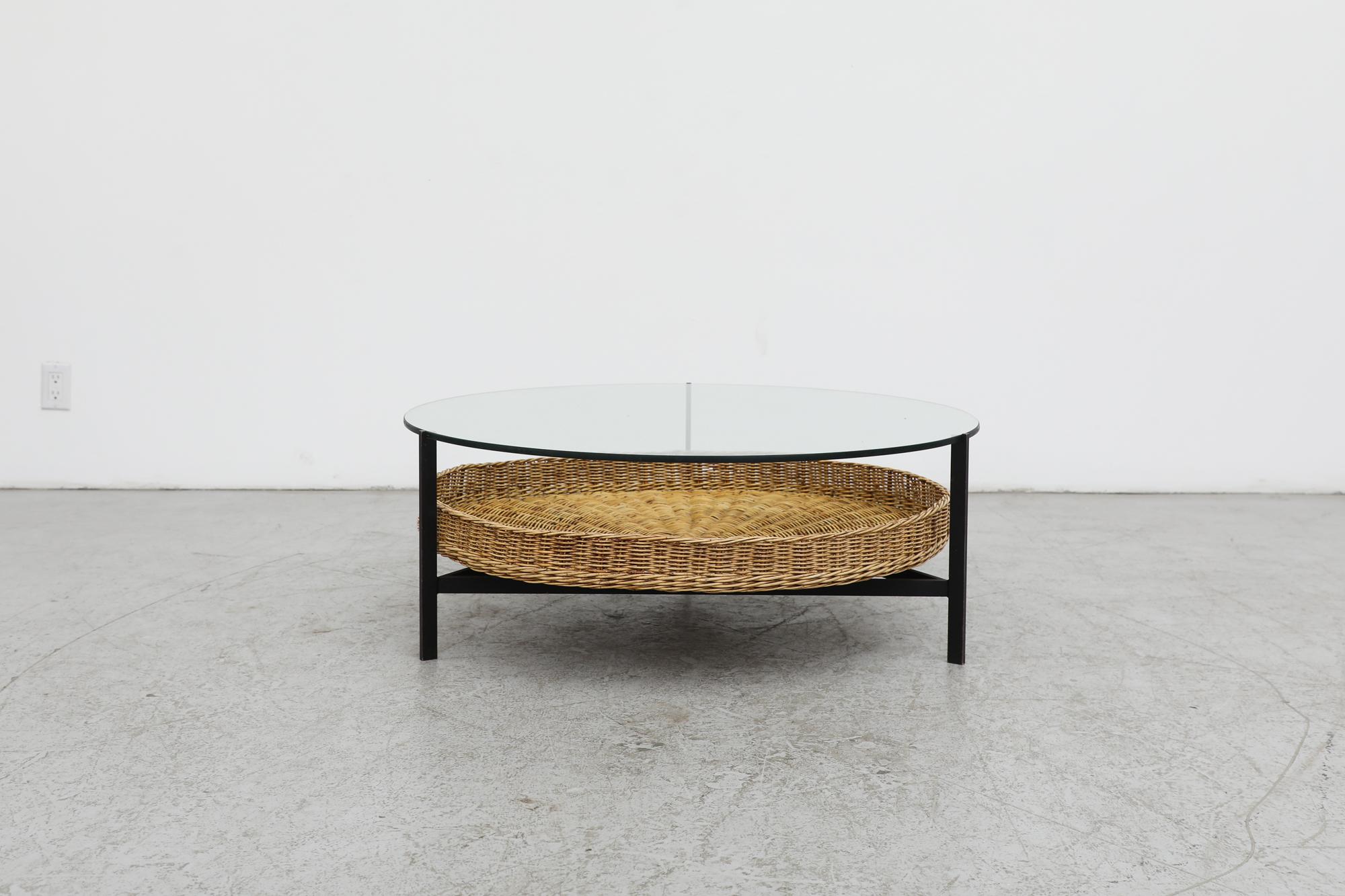 mid century rattan coffee table