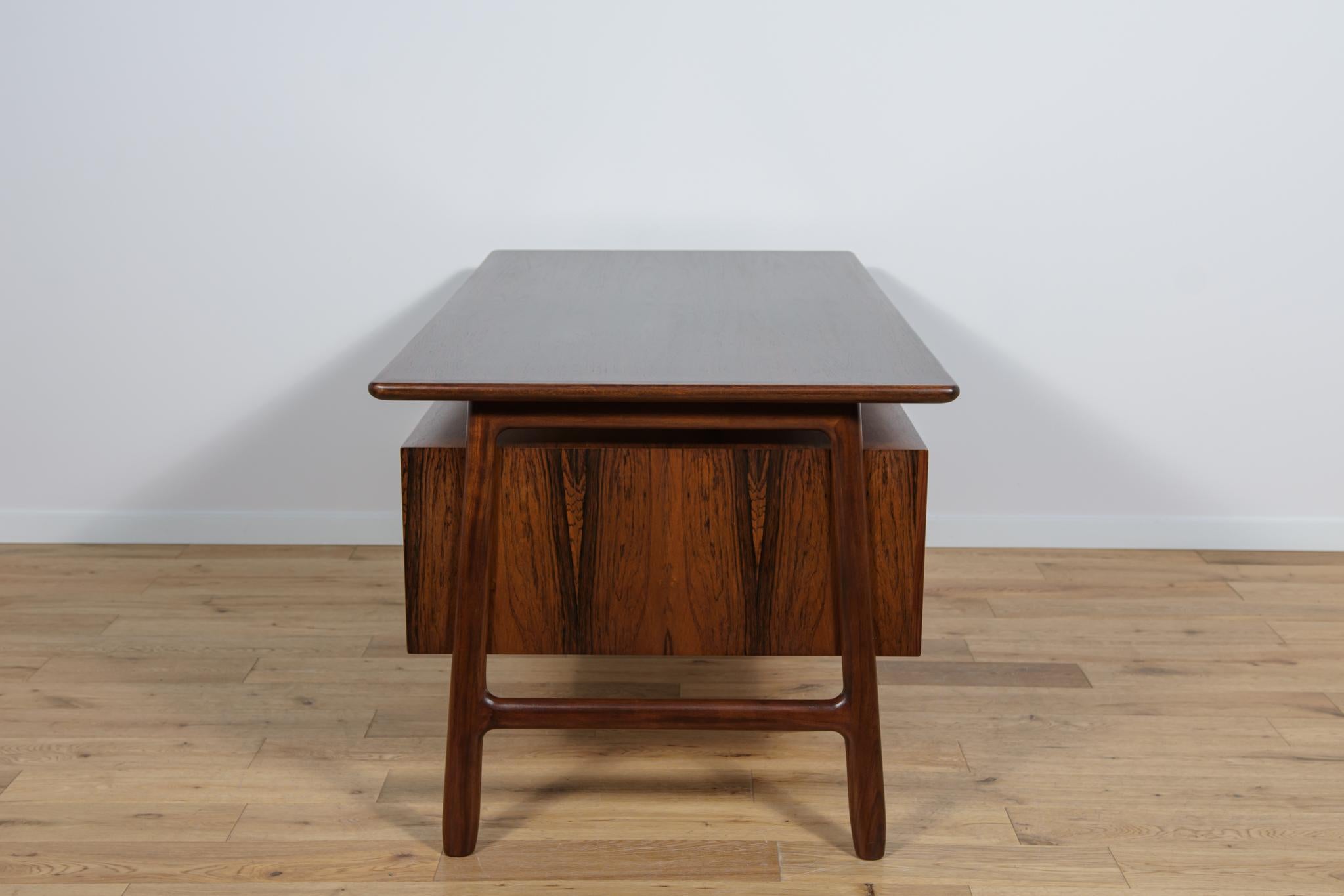 Woodwork Mid-Century Model 75 Freestanding Teak Desk from Omann Jun, Denmark, 1950s For Sale