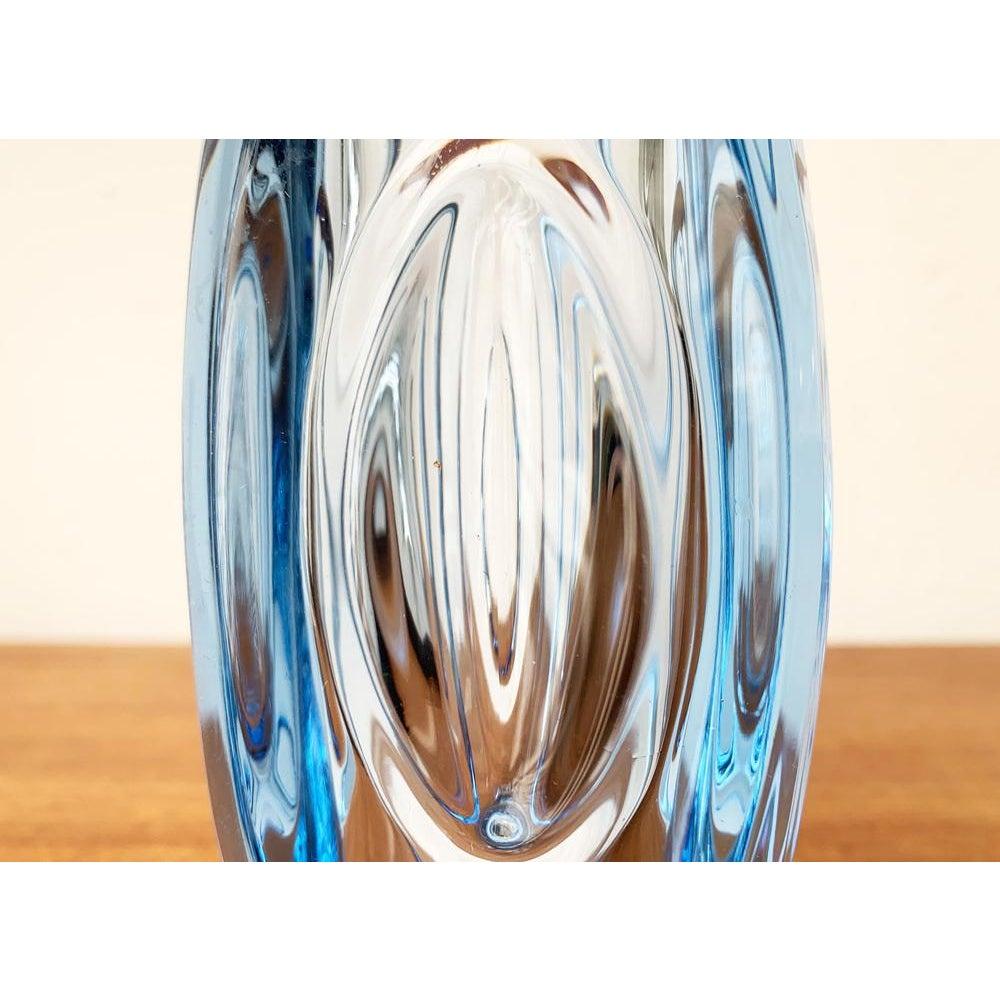 Mid-Century Modern Mid-Century Model 914 Blue Glass Vase by Rudolf Schröter for Rosice, 1950s For Sale