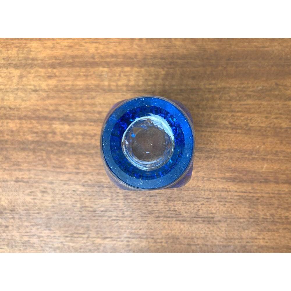Mid-Century Model 914 Blue Glass Vase by Rudolf Schröter for Rosice, 1950s For Sale 3