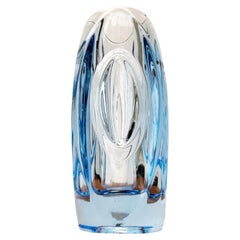 Mid-Century Model 914 Blue Glass Vase by Rudolf Schröter for Rosice, 1950s