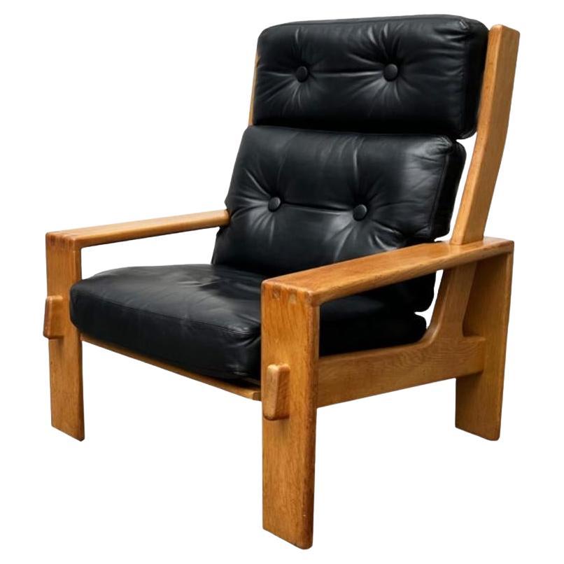 Mid-Century Model Bonanza Highback Leather Lounge Armchair by Esko Pajamies, 60s For Sale