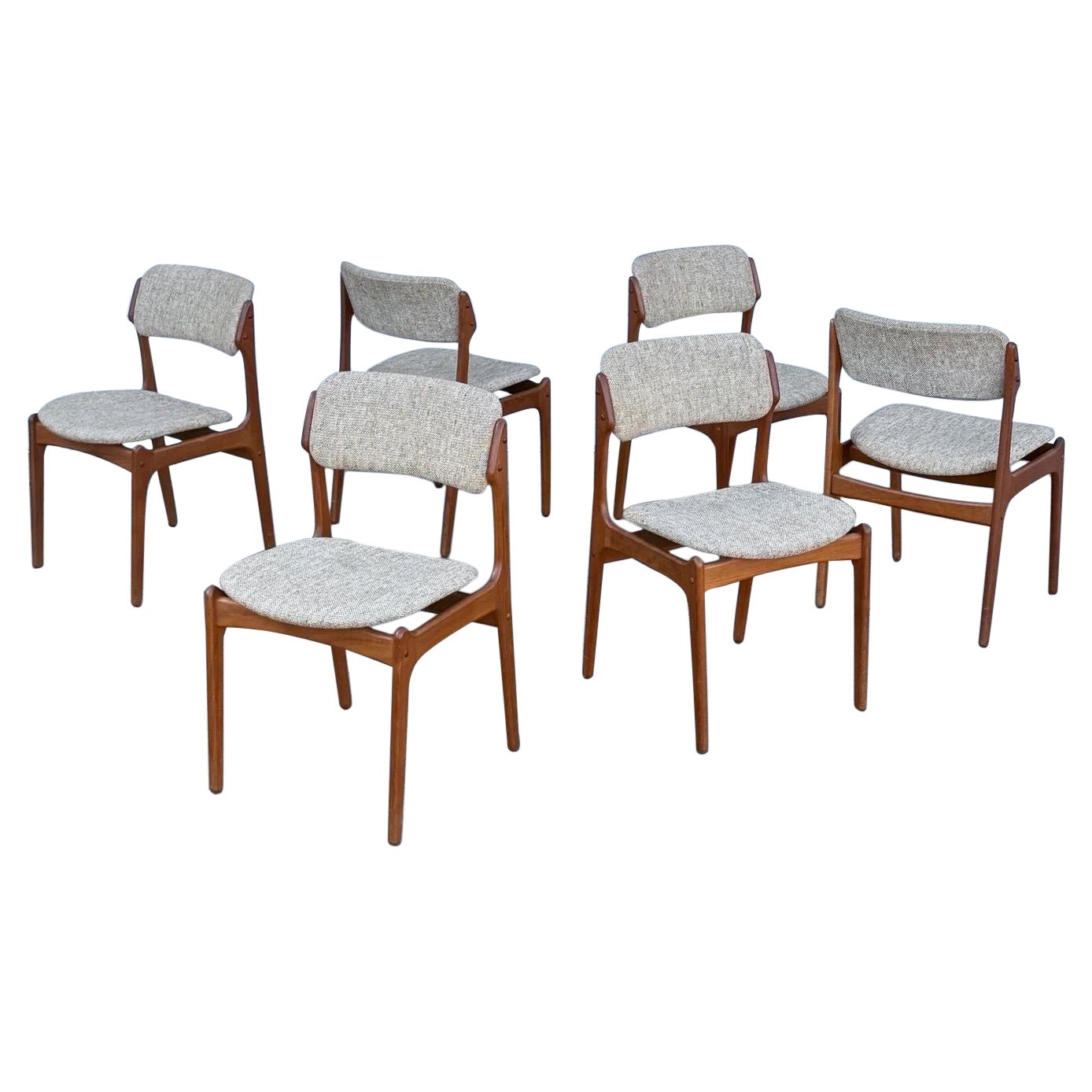 Mid-Century Model No. 49 Esszimmerstühle von Erik Buch - Sechser-Set