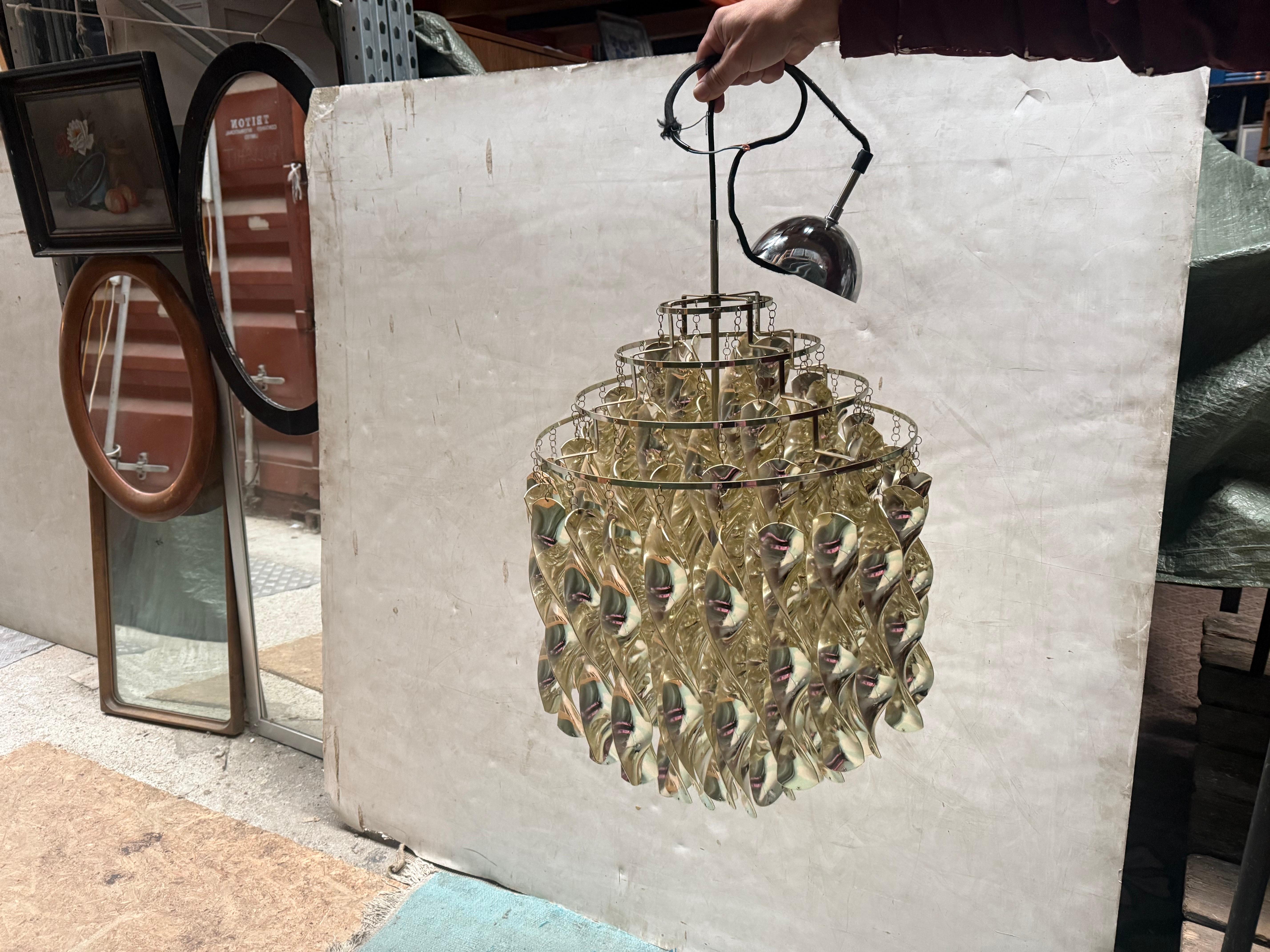 Danese Mid-Century Model SP1 Spiral silver Ceiling Lamp by Verner Panton, 1970´s in vendita