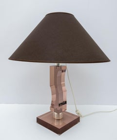 Mid-century Moden Italian Plexiglass and Silver Table Lamp, 1970s
