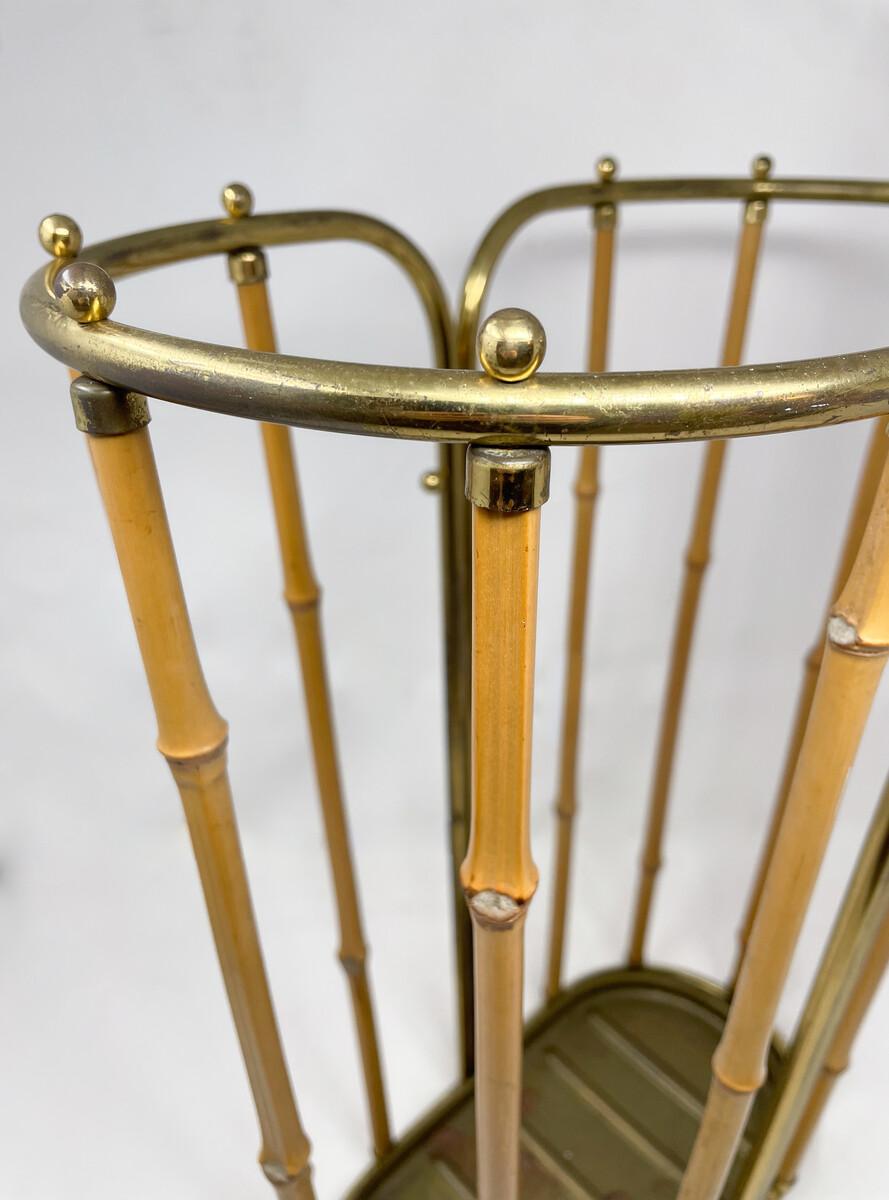 Mid-Century Moder Bamboo and Brass Umbrella Stand, 1950s In Good Condition For Sale In Brussels, BE