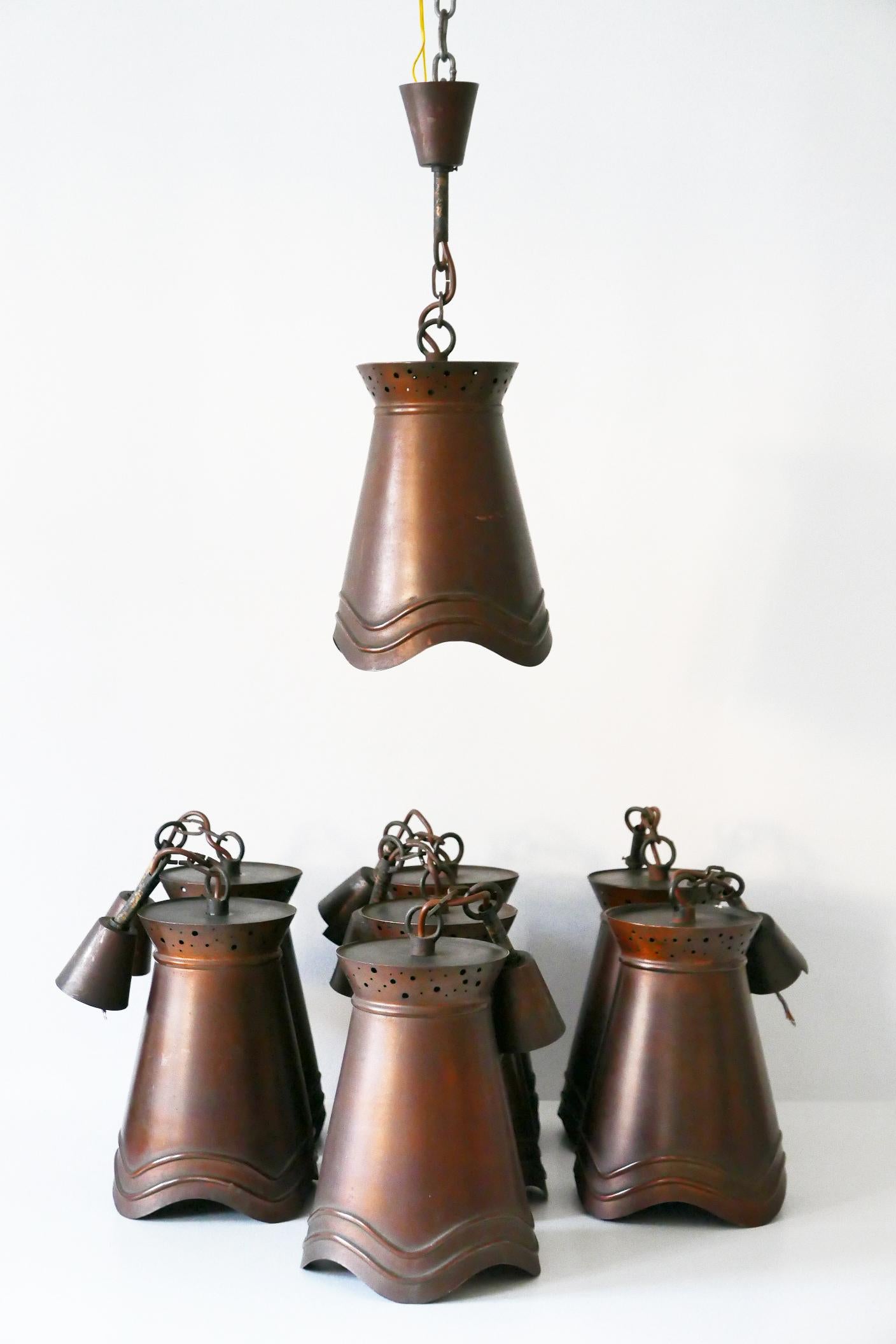 Lampade a sospensione in rame della modernità di metà secolo, Germania, anni '50 in vendita 3