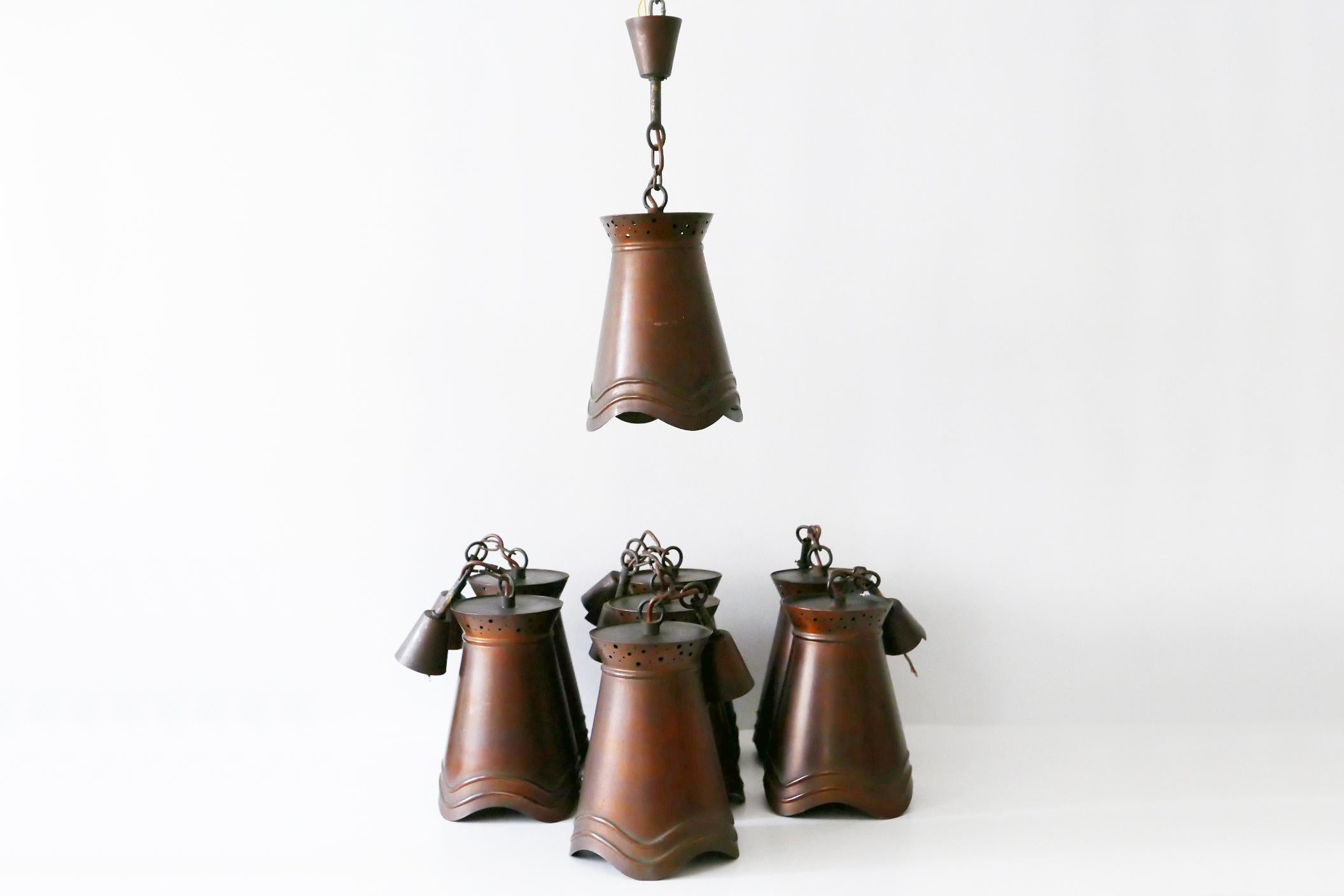 Lampade a sospensione in rame della modernità di metà secolo, Germania, anni '50 in vendita 5