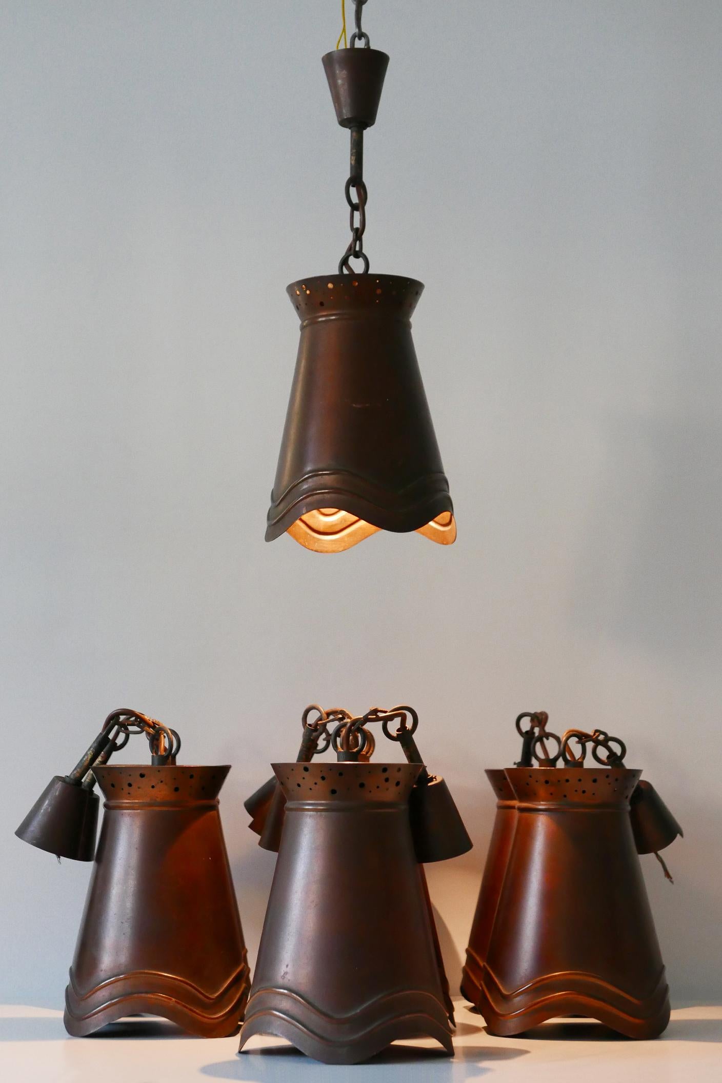 Mid-Century Modern Copper Pendant Lamps or Hanging Lights, Germany, 1950s For Sale 10