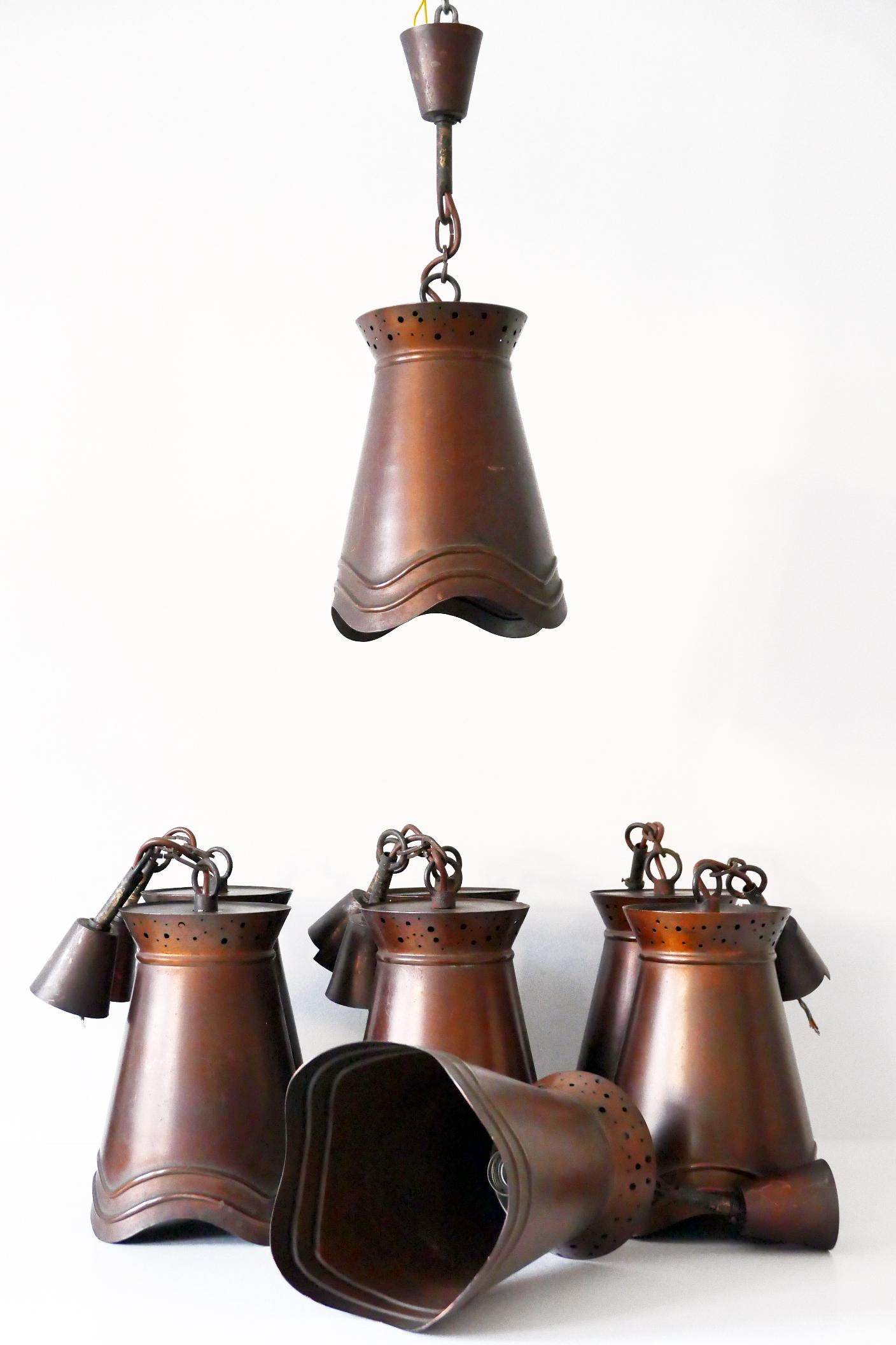 Lampade a sospensione in rame della modernità di metà secolo, Germania, anni '50 in vendita 8