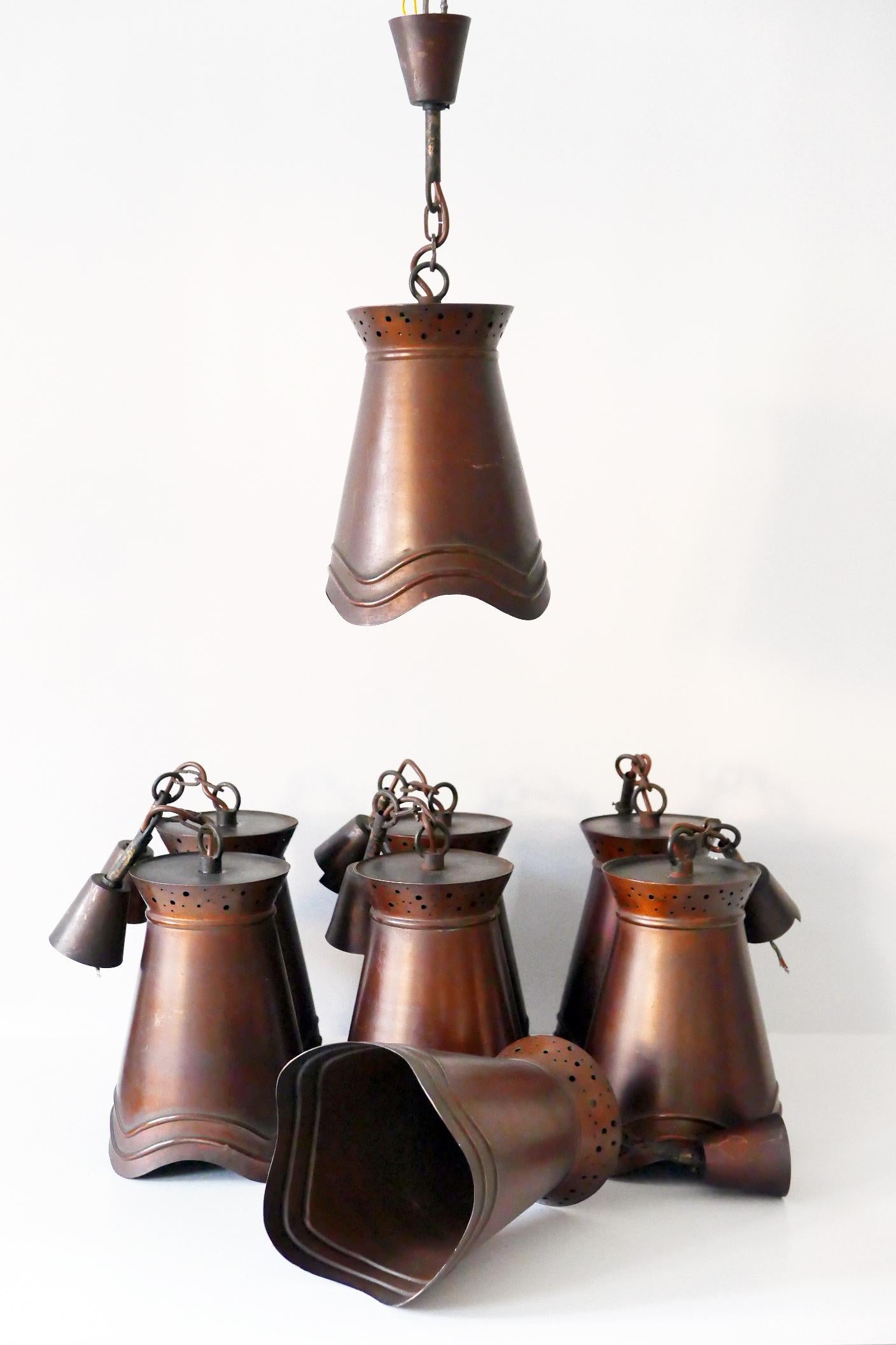 Lampade a sospensione in rame della modernità di metà secolo, Germania, anni '50 in vendita 9