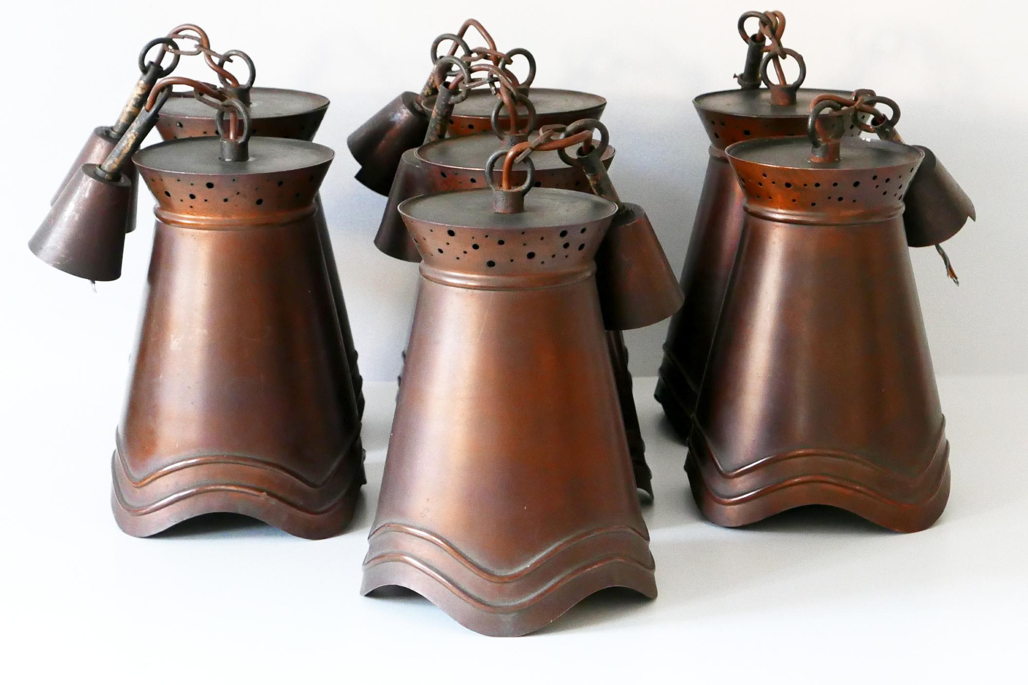 Lampade a sospensione in rame della modernità di metà secolo, Germania, anni '50 in vendita 10