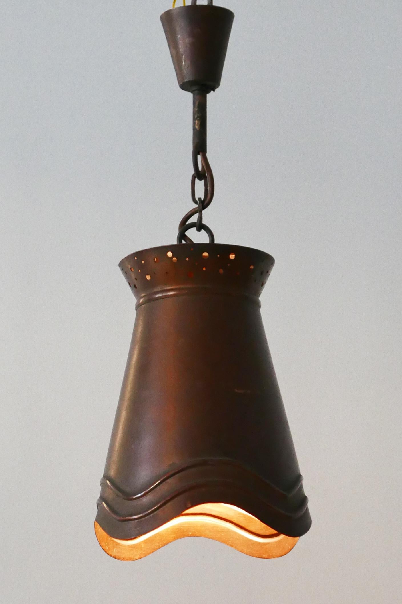 Tedesco Lampade a sospensione in rame della modernità di metà secolo, Germania, anni '50 in vendita