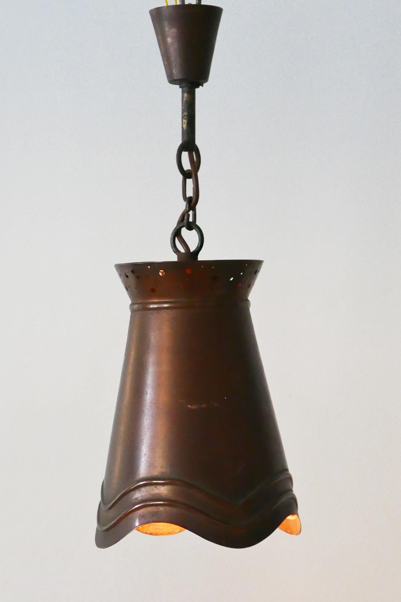 Lampade a sospensione in rame della modernità di metà secolo, Germania, anni '50 in vendita 1