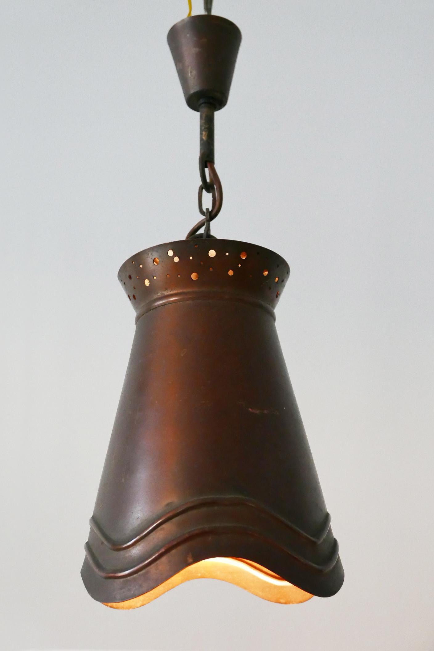 Lampade a sospensione in rame della modernità di metà secolo, Germania, anni '50 in vendita 2