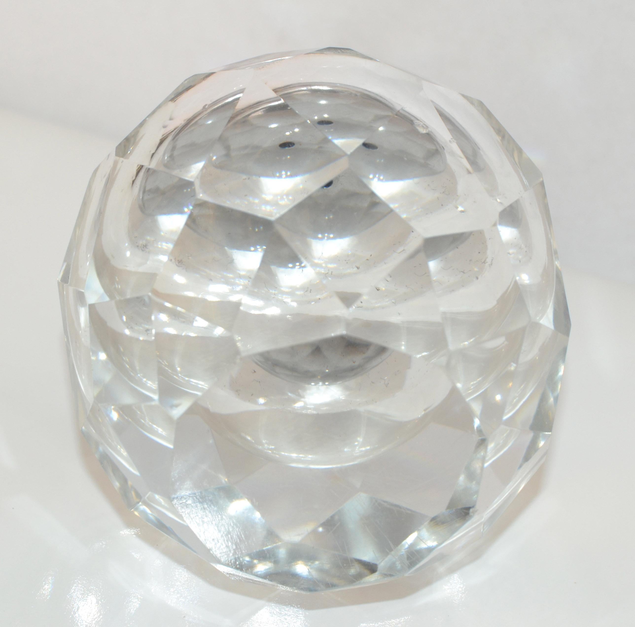 Mid-Century Modern Transparent Faceted Art Glass Chrome Gas Lighter Japan 1970 For Sale 3
