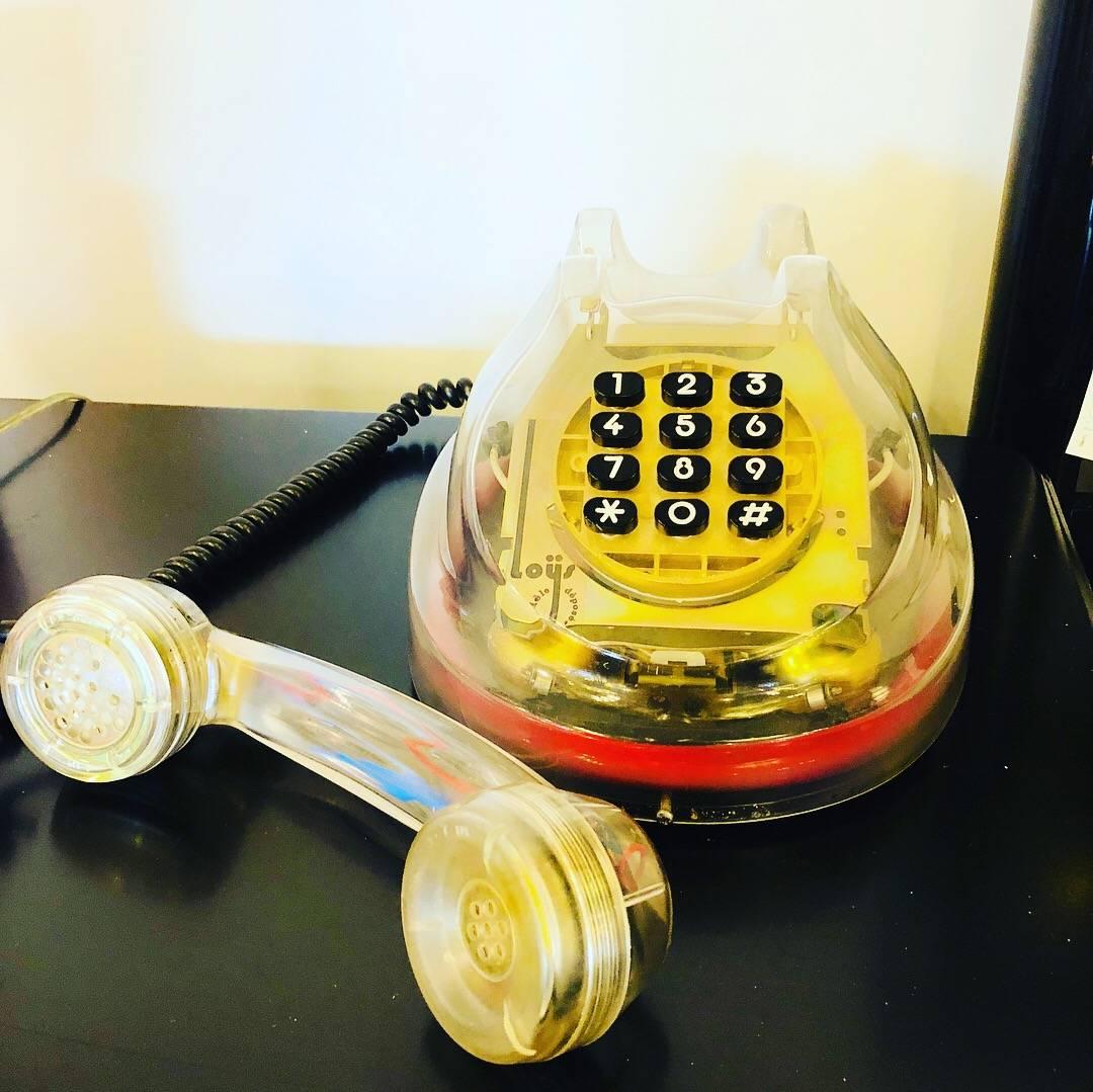 Mid-Century Modern / Postmodern French Loys Clear Lucite with Red Neon Telephone 8