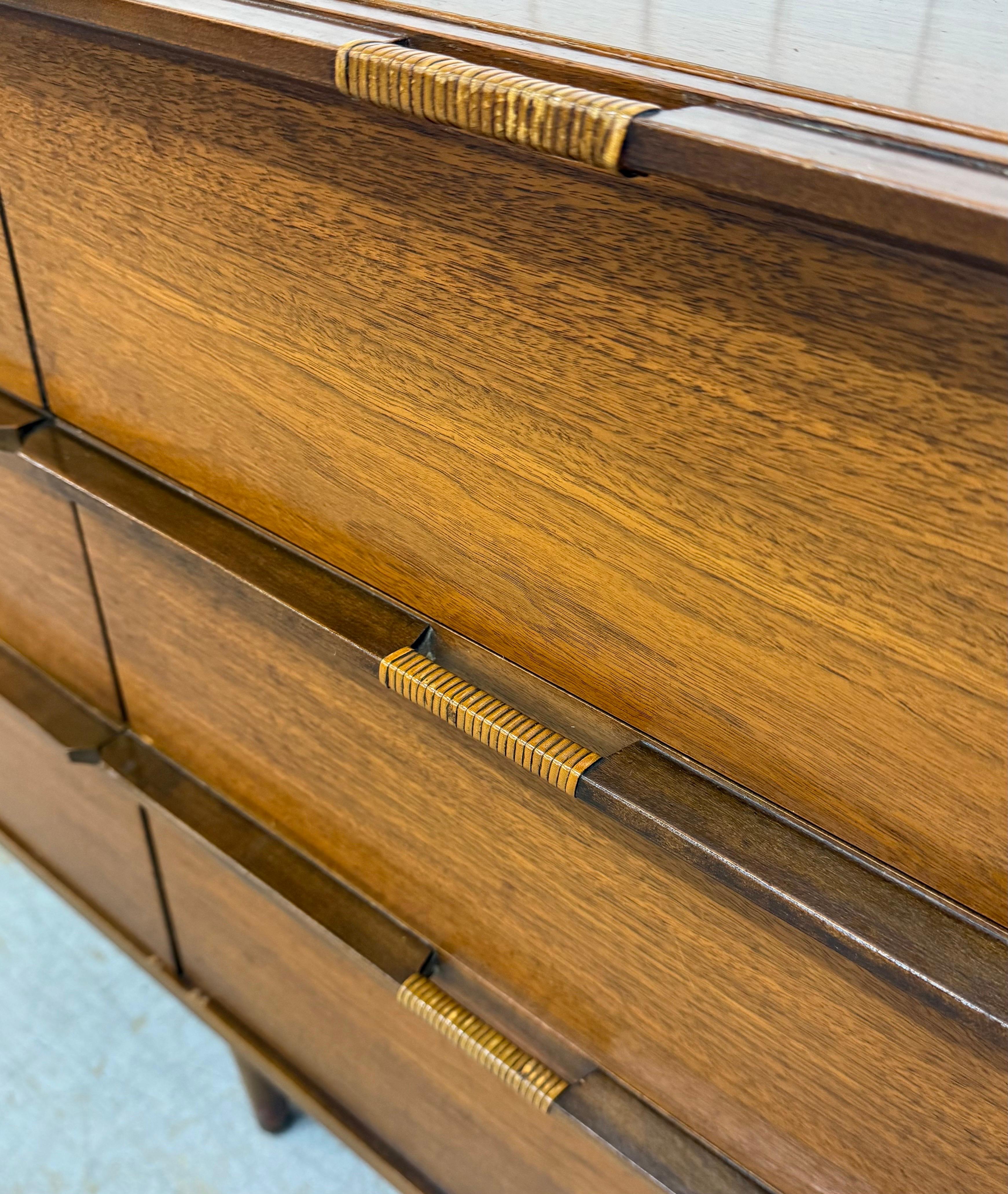 Mid-Century Modern 10-Drawer Walnut Dresser W/Mirror 1