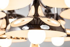 Mid-Century Modern 10-Light Chrome Trumpet Lamp Chandelier Attributed to Reggian