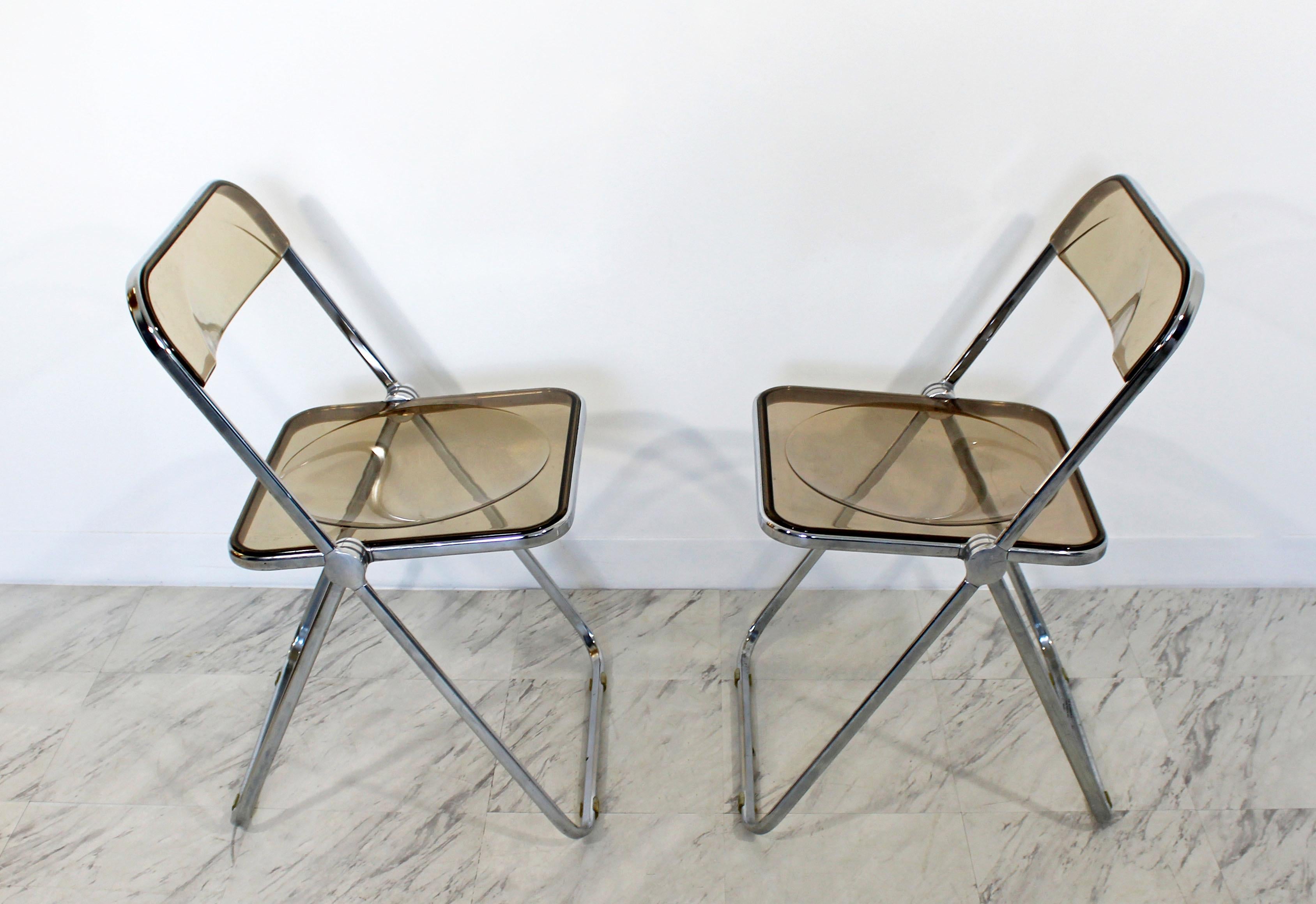 Italian Mid-Century Modern 10 Smoked Lucite Folding Chairs, Italy, 1960s, Castelli