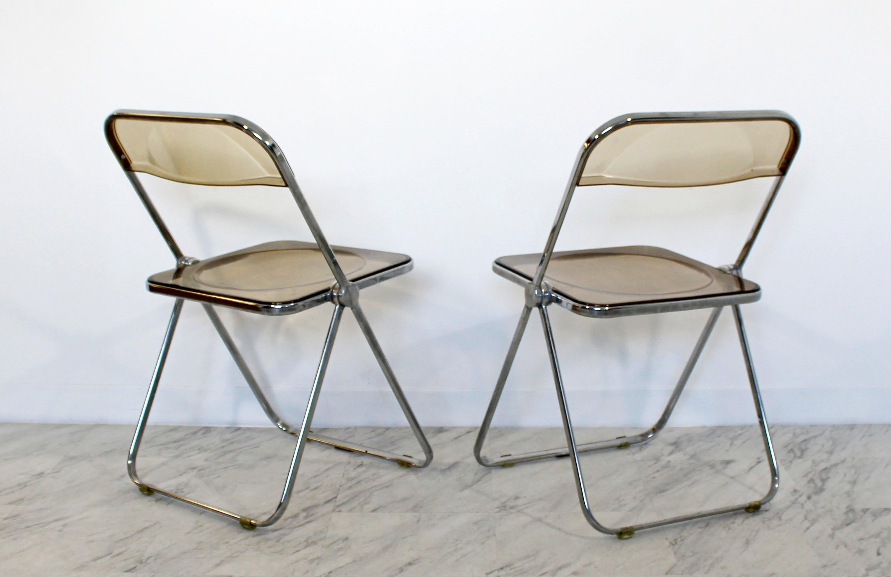 Mid-Century Modern 10 Smoked Lucite Folding Chairs, Italy, 1960s, Castelli In Good Condition In Keego Harbor, MI
