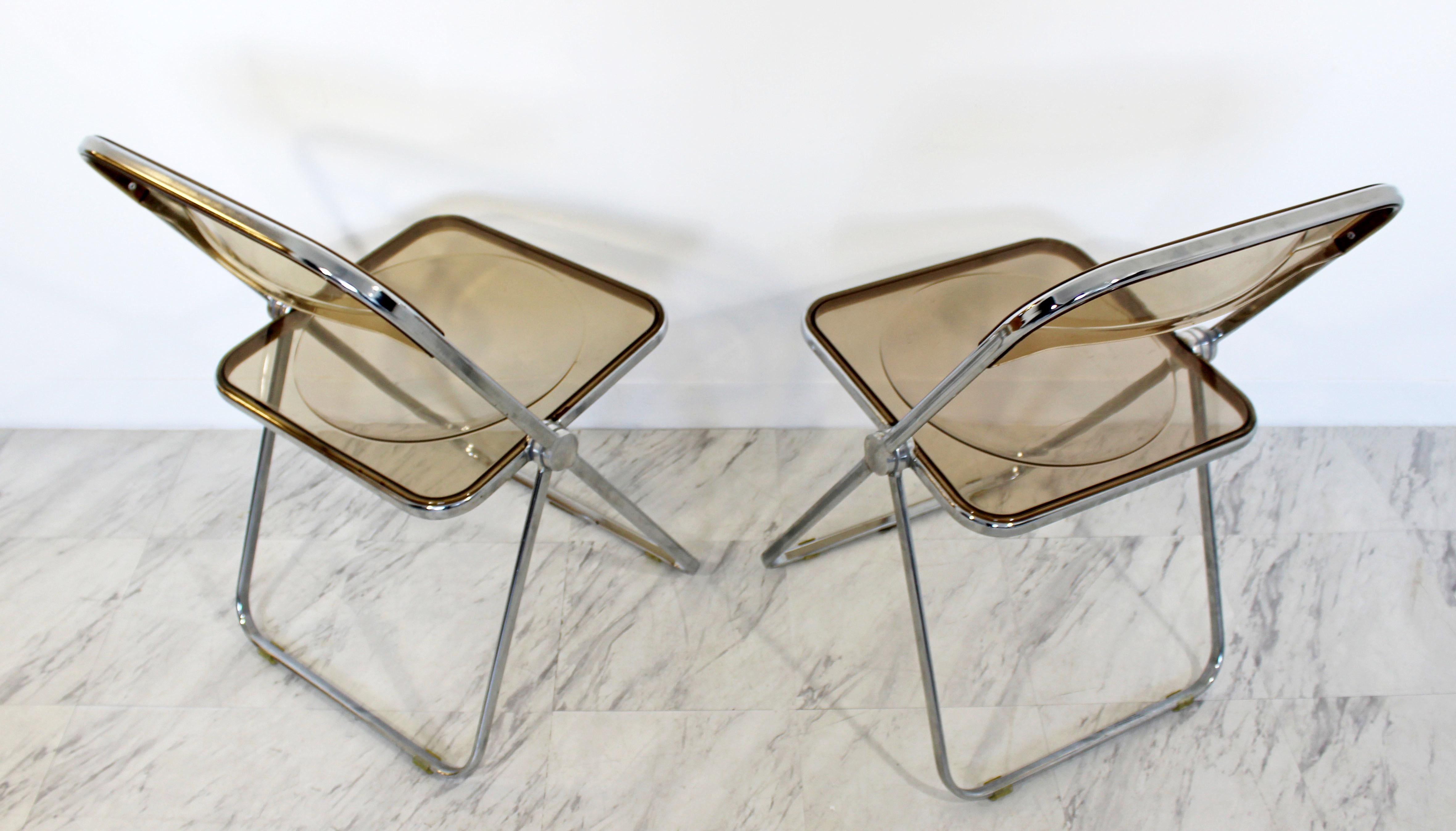 Mid-20th Century Mid-Century Modern 10 Smoked Lucite Folding Chairs, Italy, 1960s, Castelli